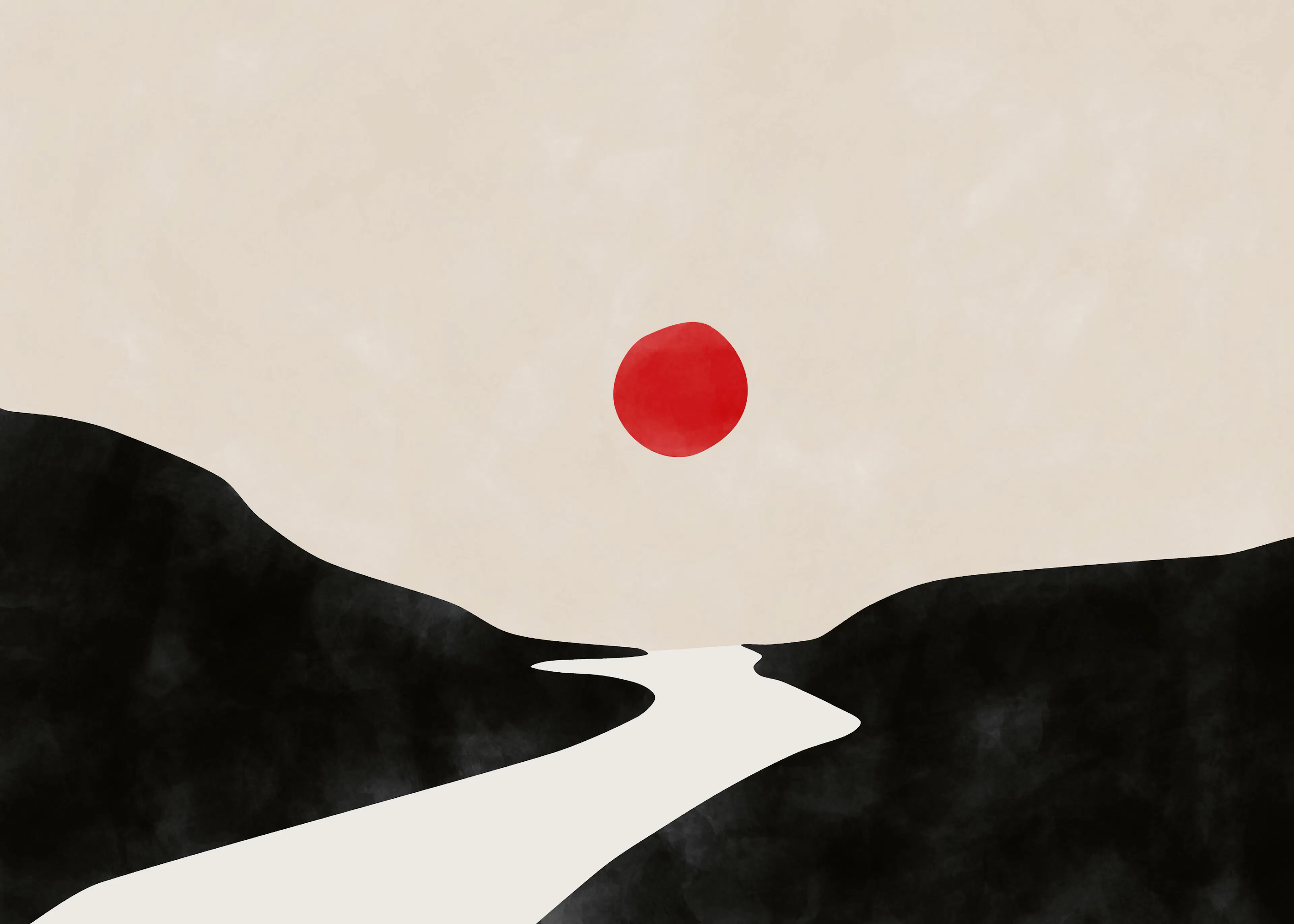 Elena Ristova - Paisaje Zen del Sol Rojo Póster 0