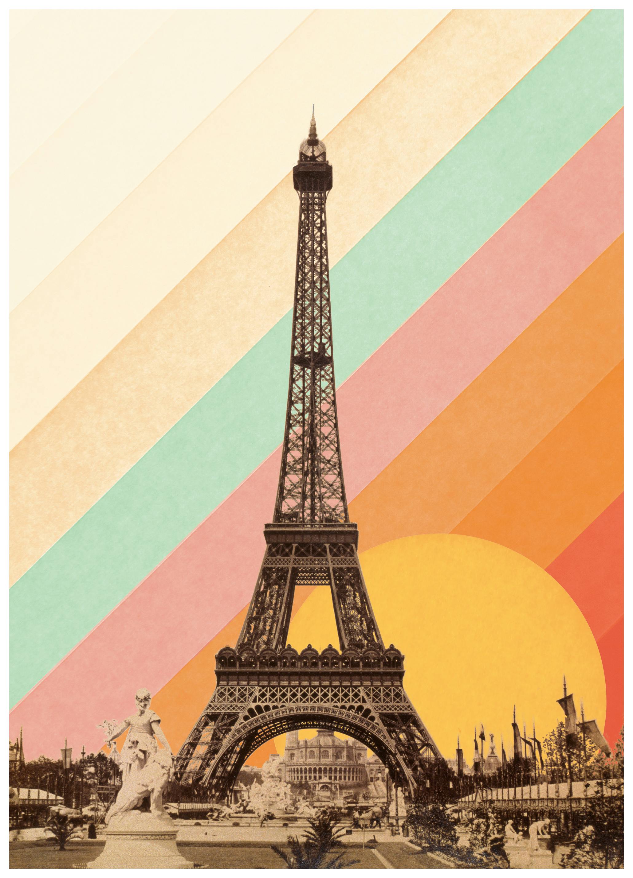 Florent Bodart - Eiffeltårnet Retro Solnedgang Plakat (13x18 cm) - Poster Store