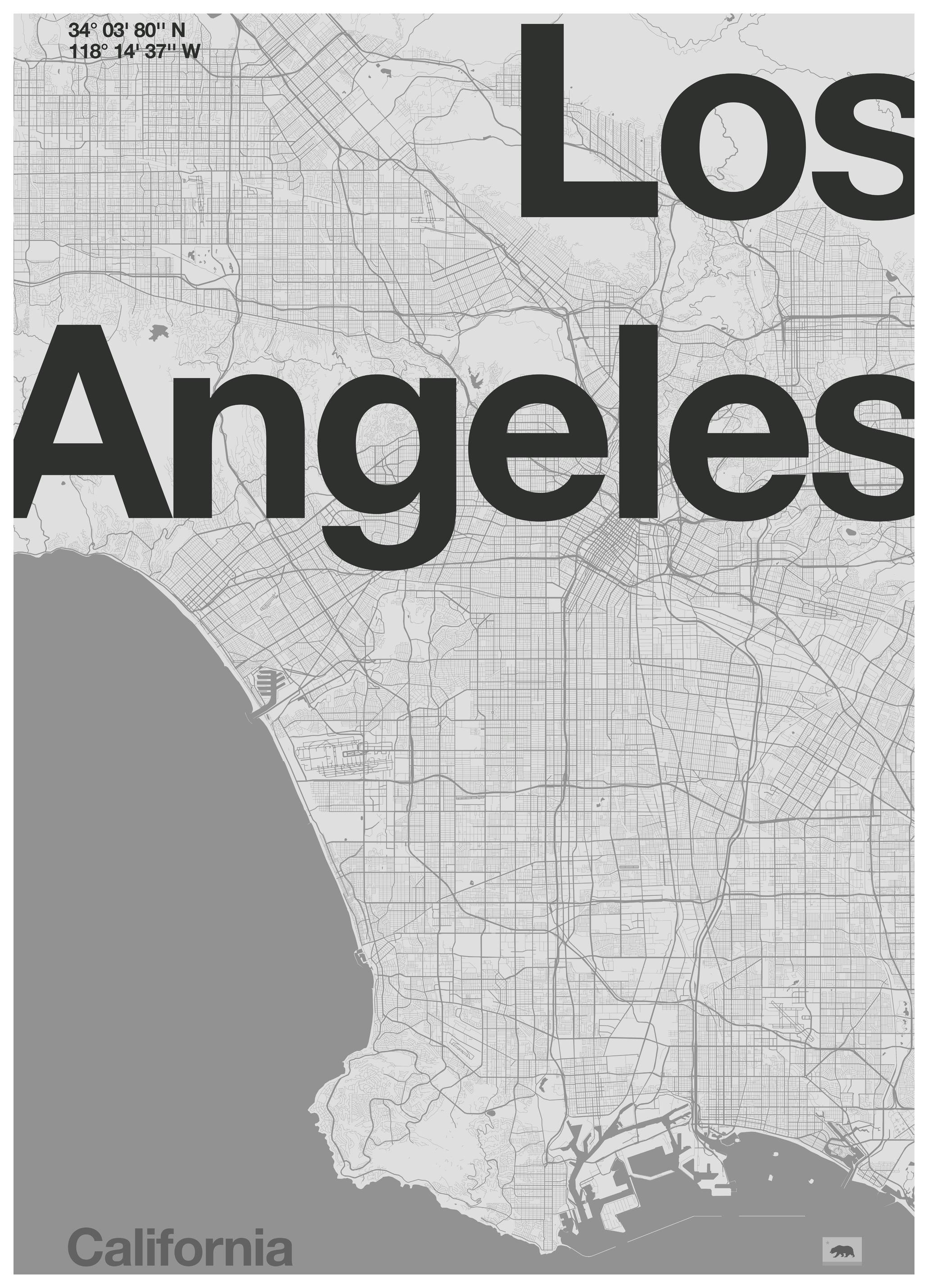 Florent Bodart - Los Angeles California Map Poster (100x150 cm) - Poster Store