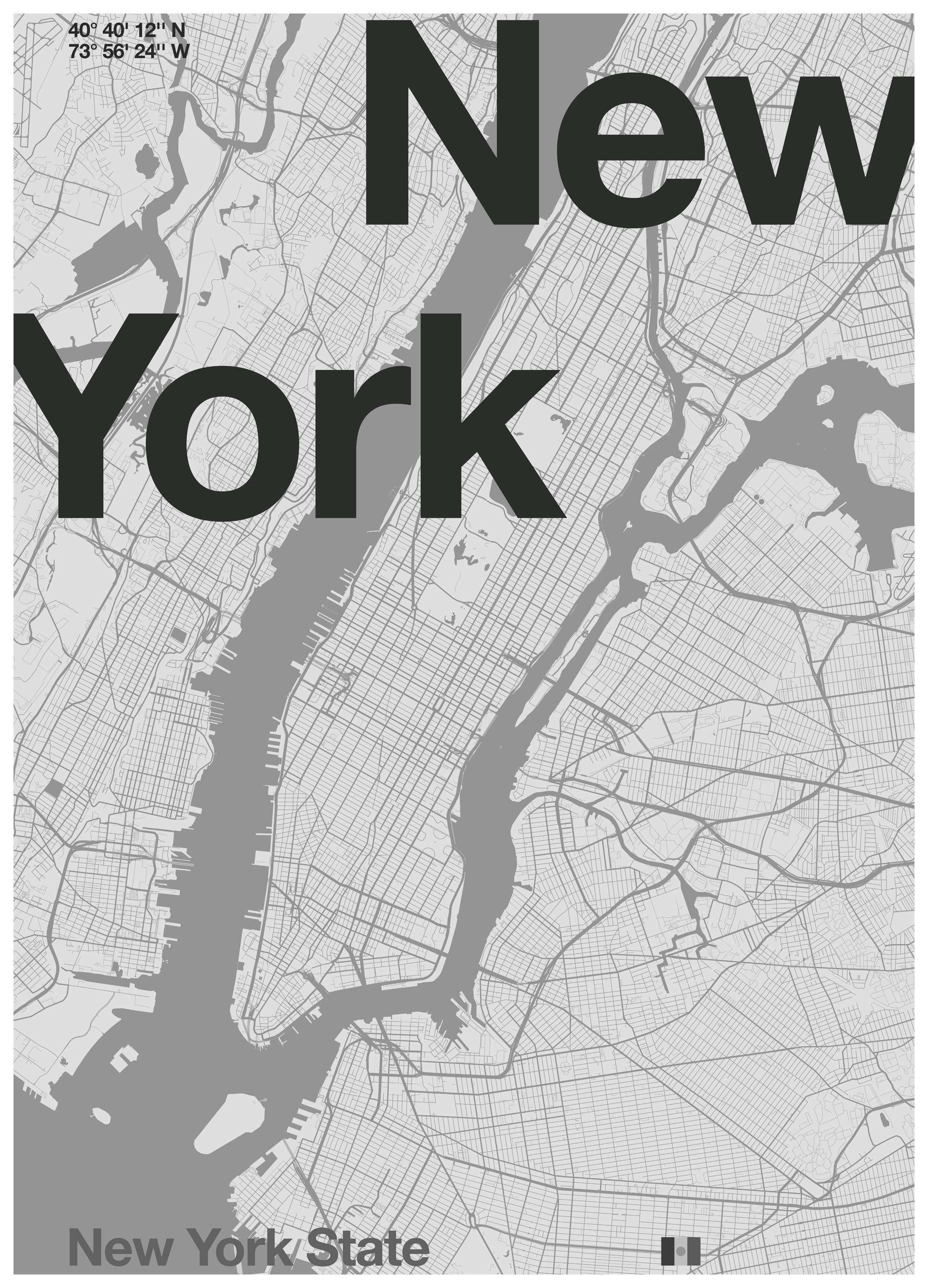 Florent Bodart - Modern New York City Map Poster (50x70 cm) - Poster Store