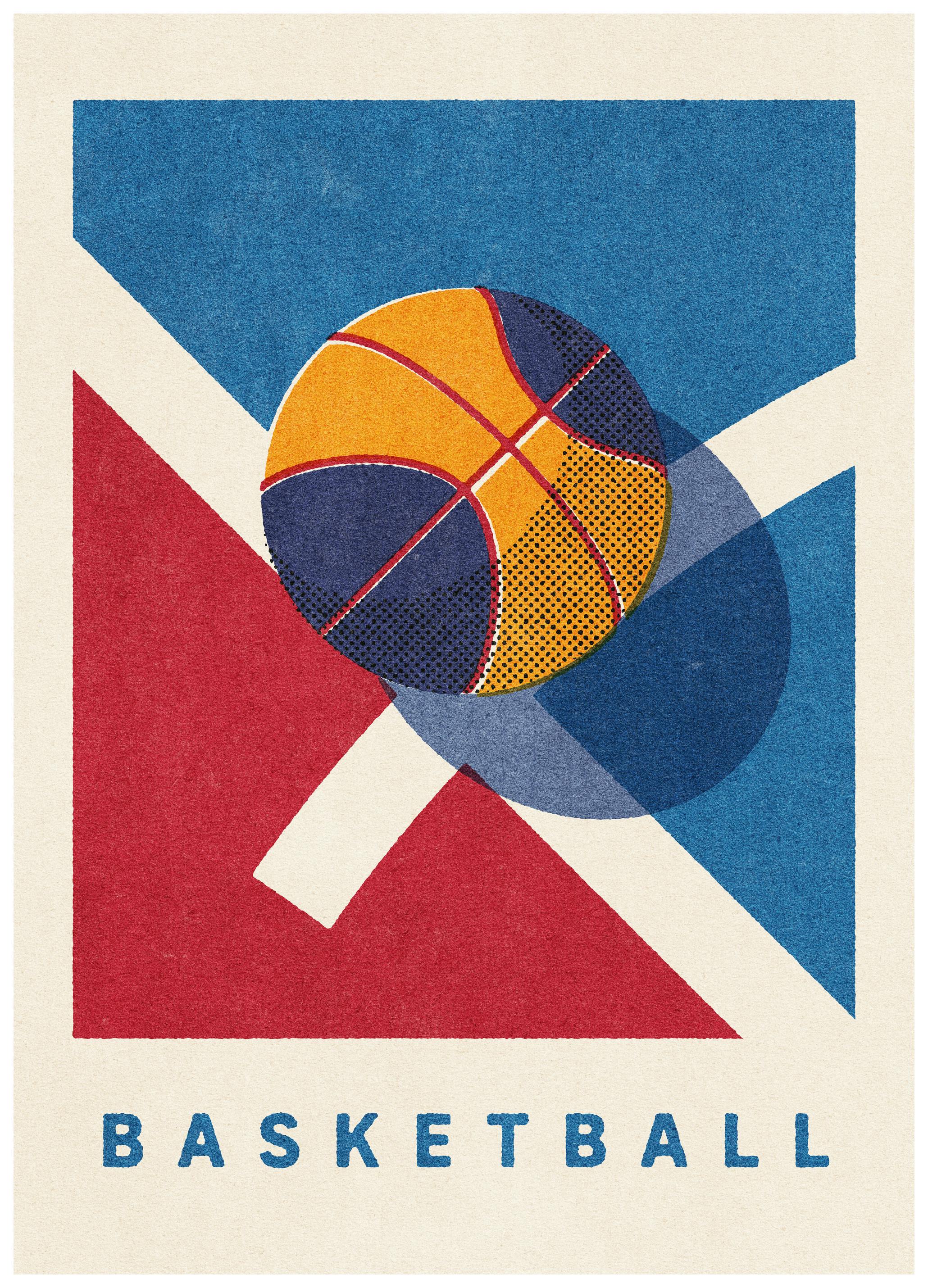 Daniel Coulmann - Basketball Rétro Affiche (30x40 cm) - Poster Store