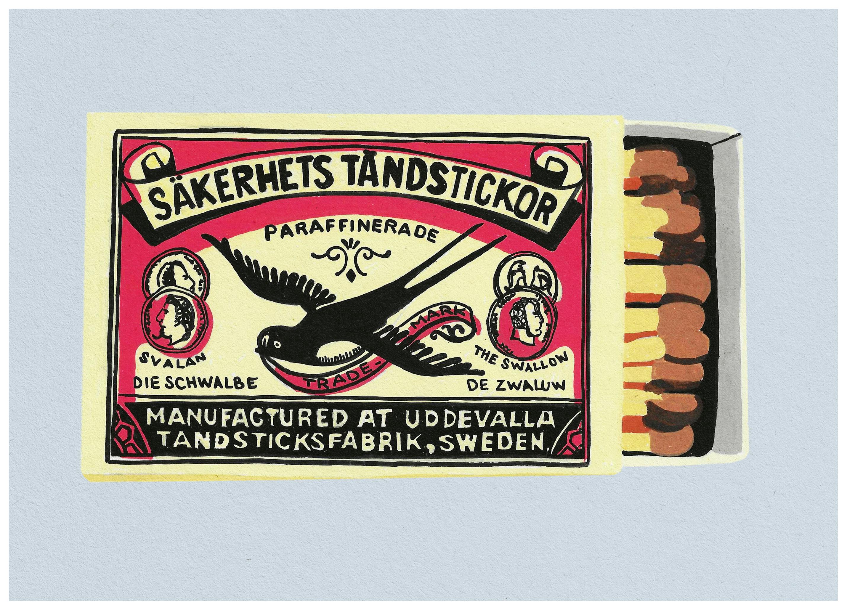 Studio Mandariini - Vintage Fecske Gyufásdoboz Poszter (70x100 cm) - Poster Store