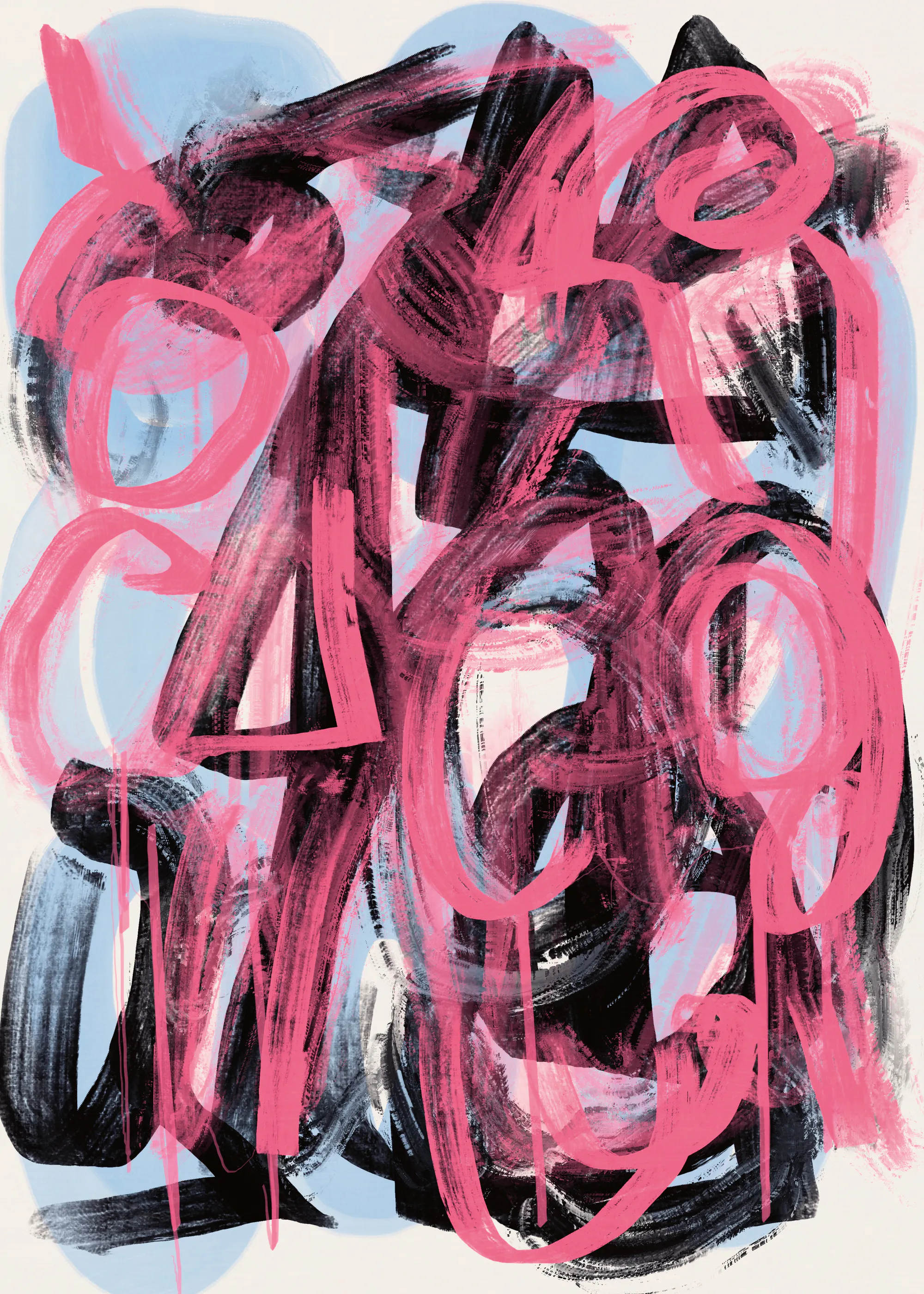 Little Dean - Levendige Roze Zwarte Abstracte Poster 0