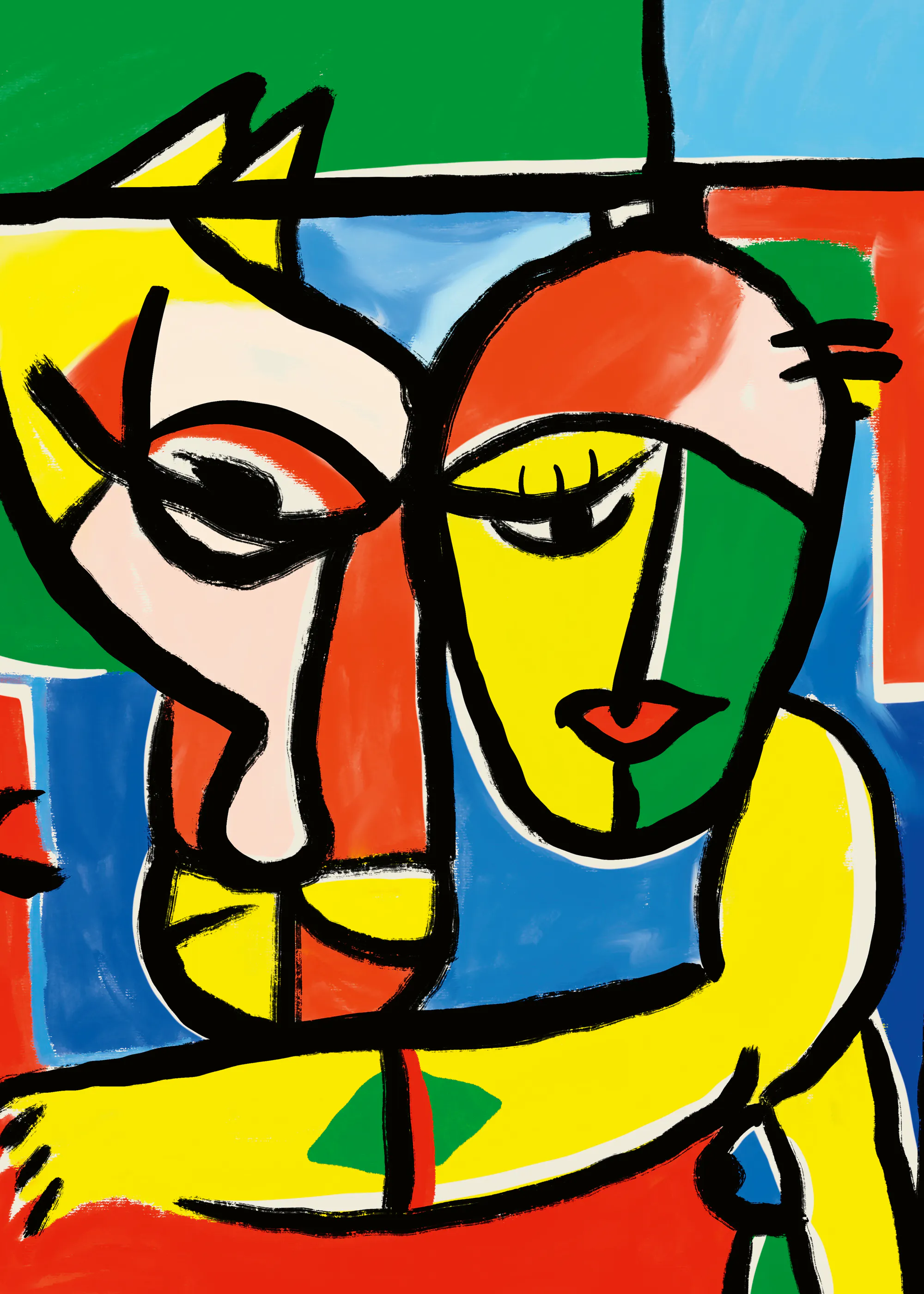 Little Dean - Colourful Cubist Embrace Poster 0