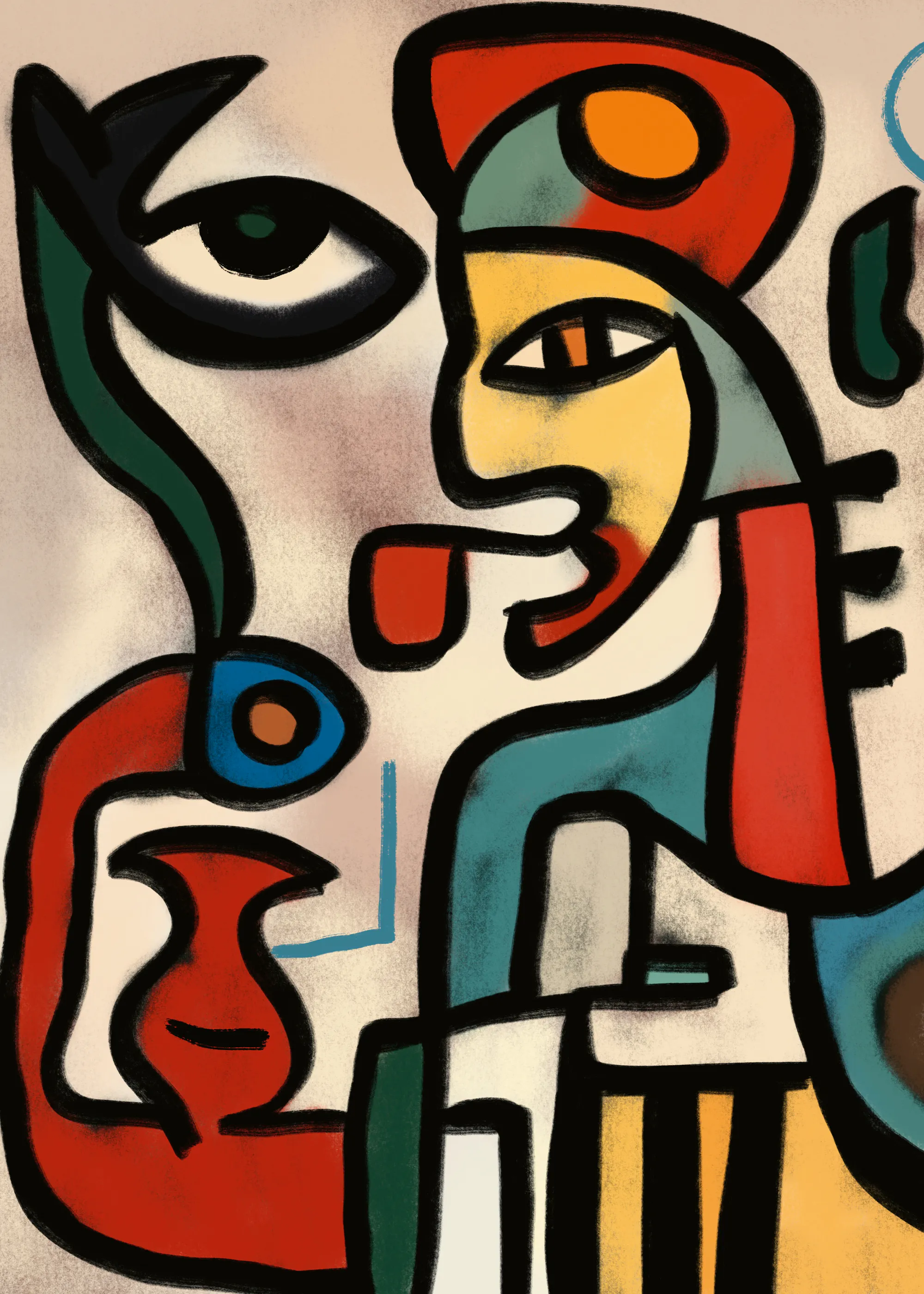 Kleine Dean Poster - Moderne Kubistische Figuren 0