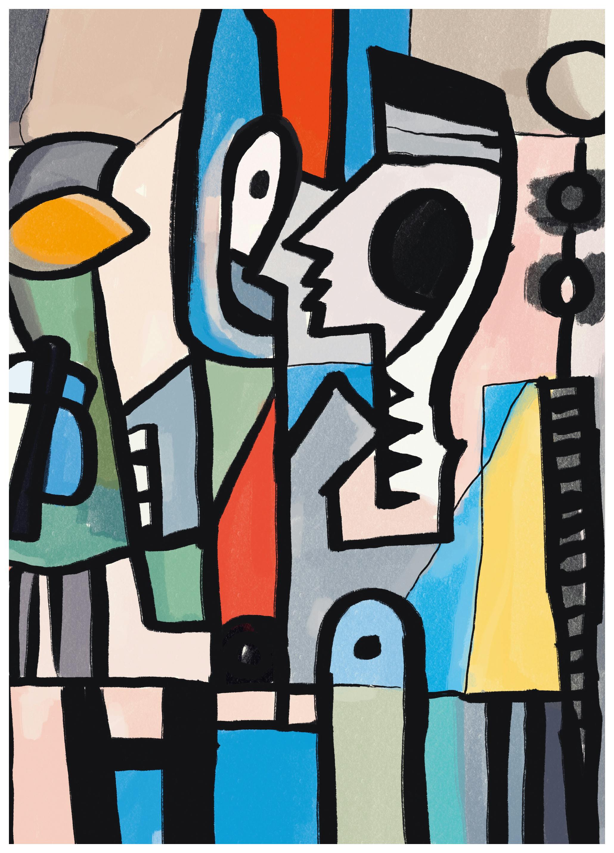 Little Dean - Cubist Conversation Poster (50x70 cm) - Poster Store