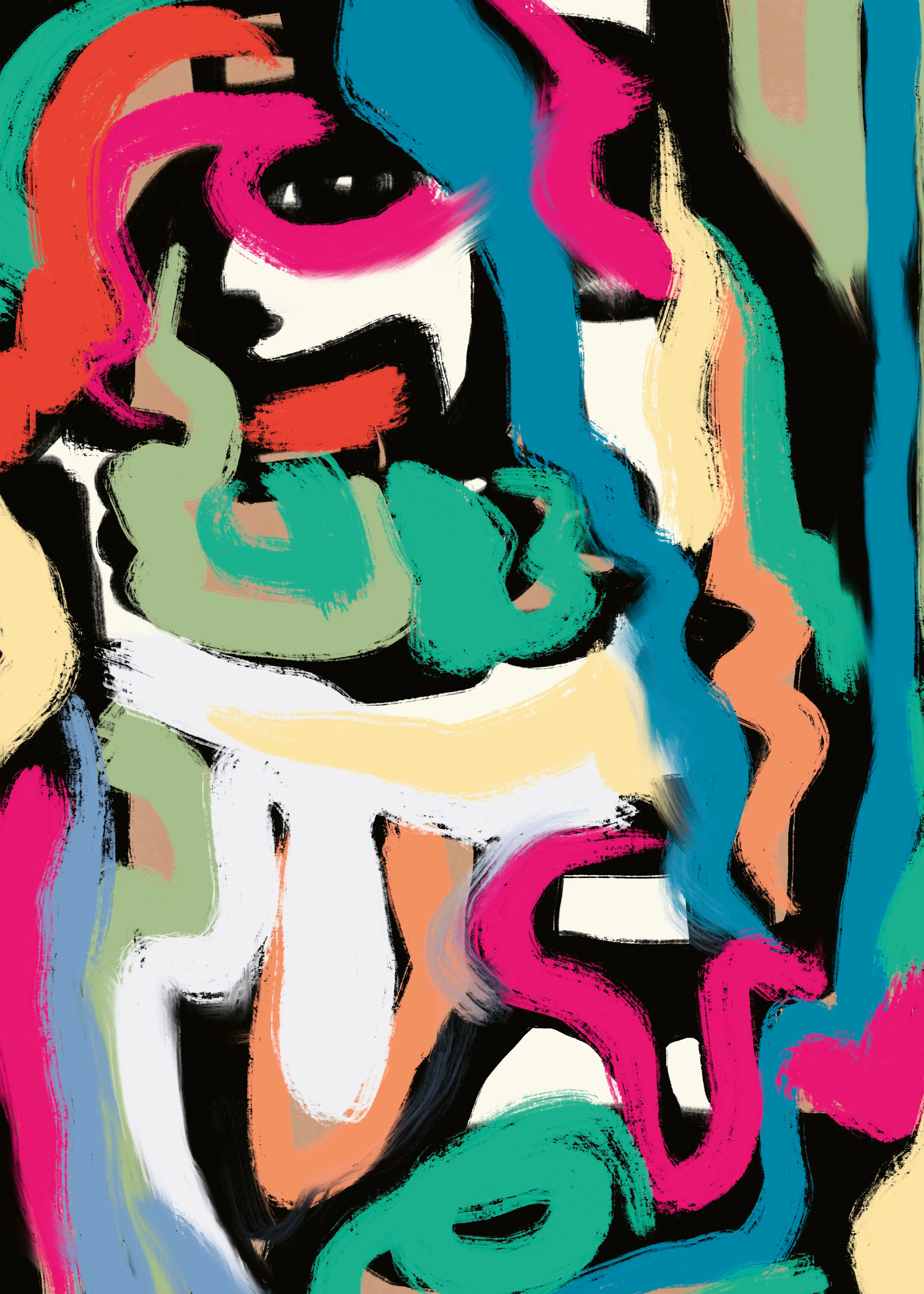 Little Dean - Levendige Abstracte Expressie Poster 0