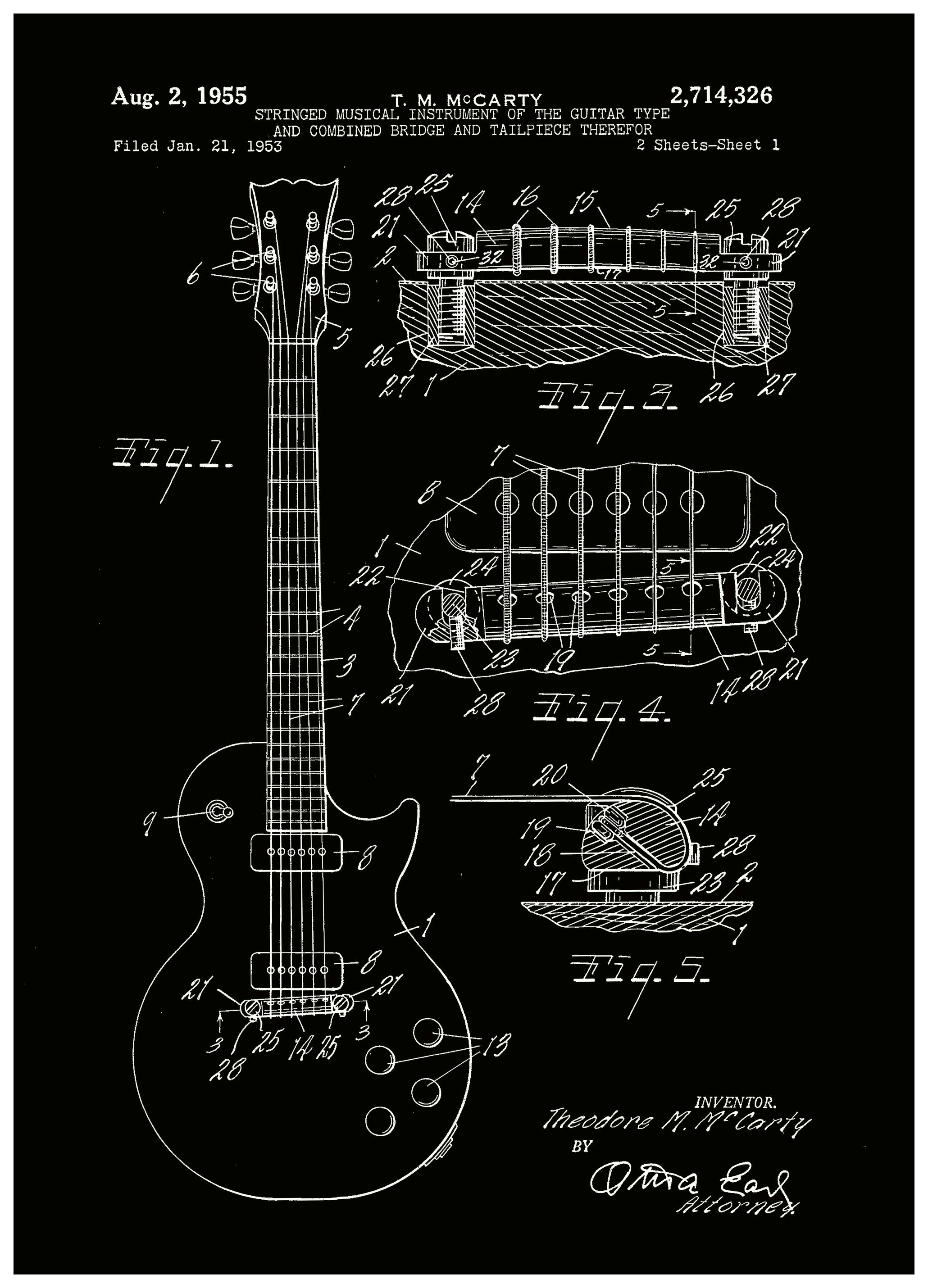 Andreas Magnusson - Vintage Guitar Patent Poster (70x100 cm) - Poster Store
