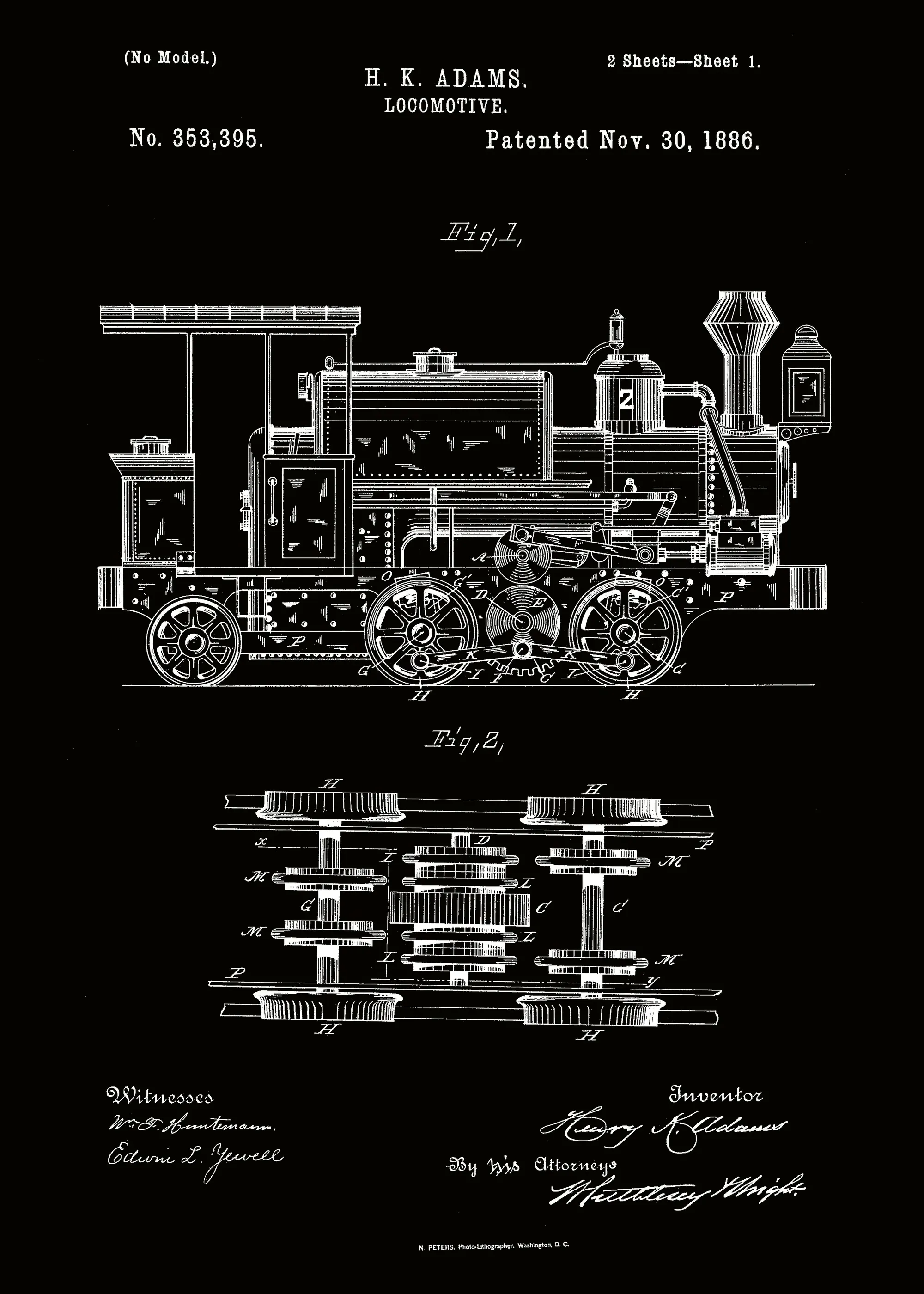 Andreas Magnusson - Dibujo de Patente de Locomotora Vintage Póster 0