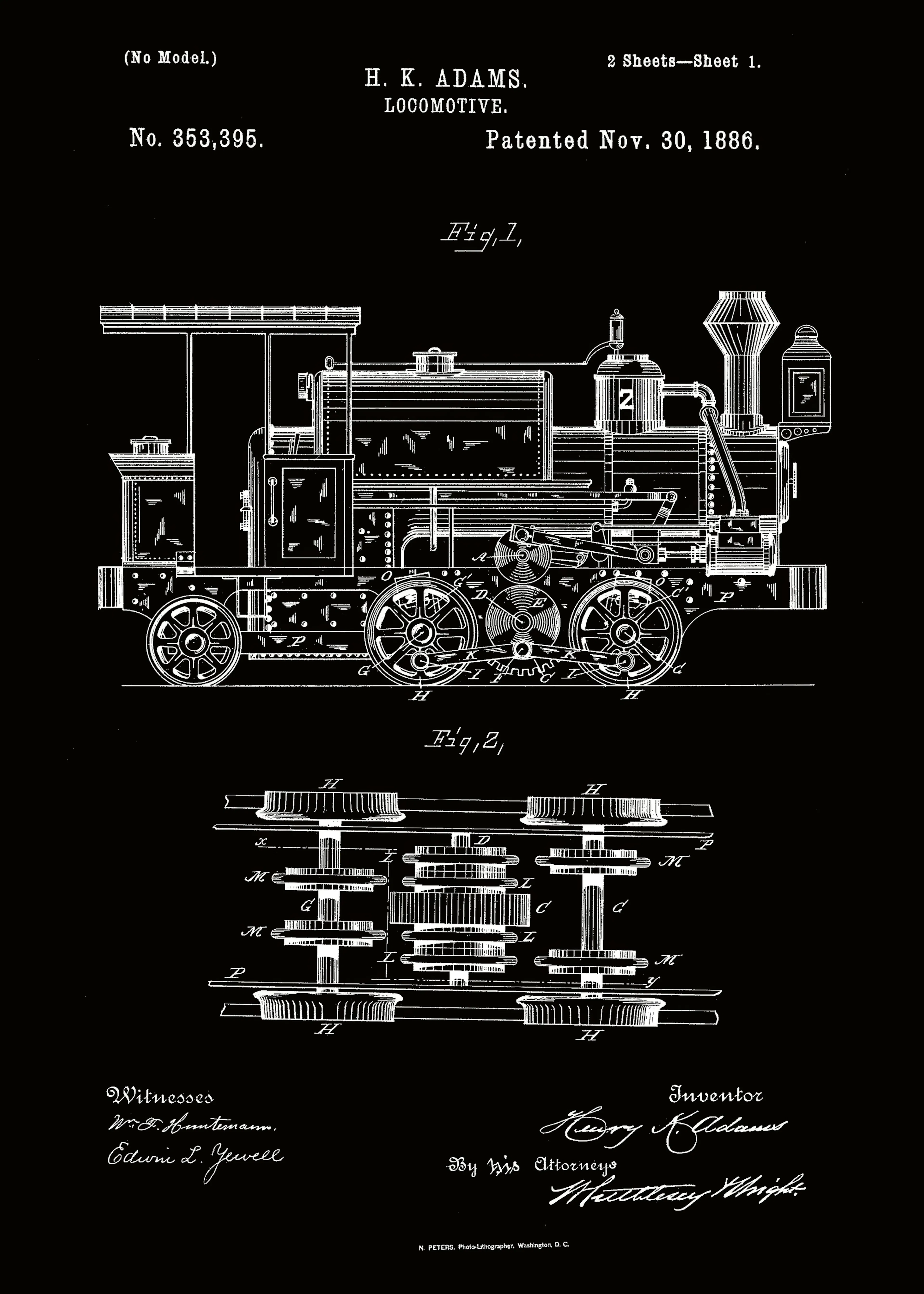 Andreas Magnusson - Dibujo de Patente de Locomotora Vintage Póster 0