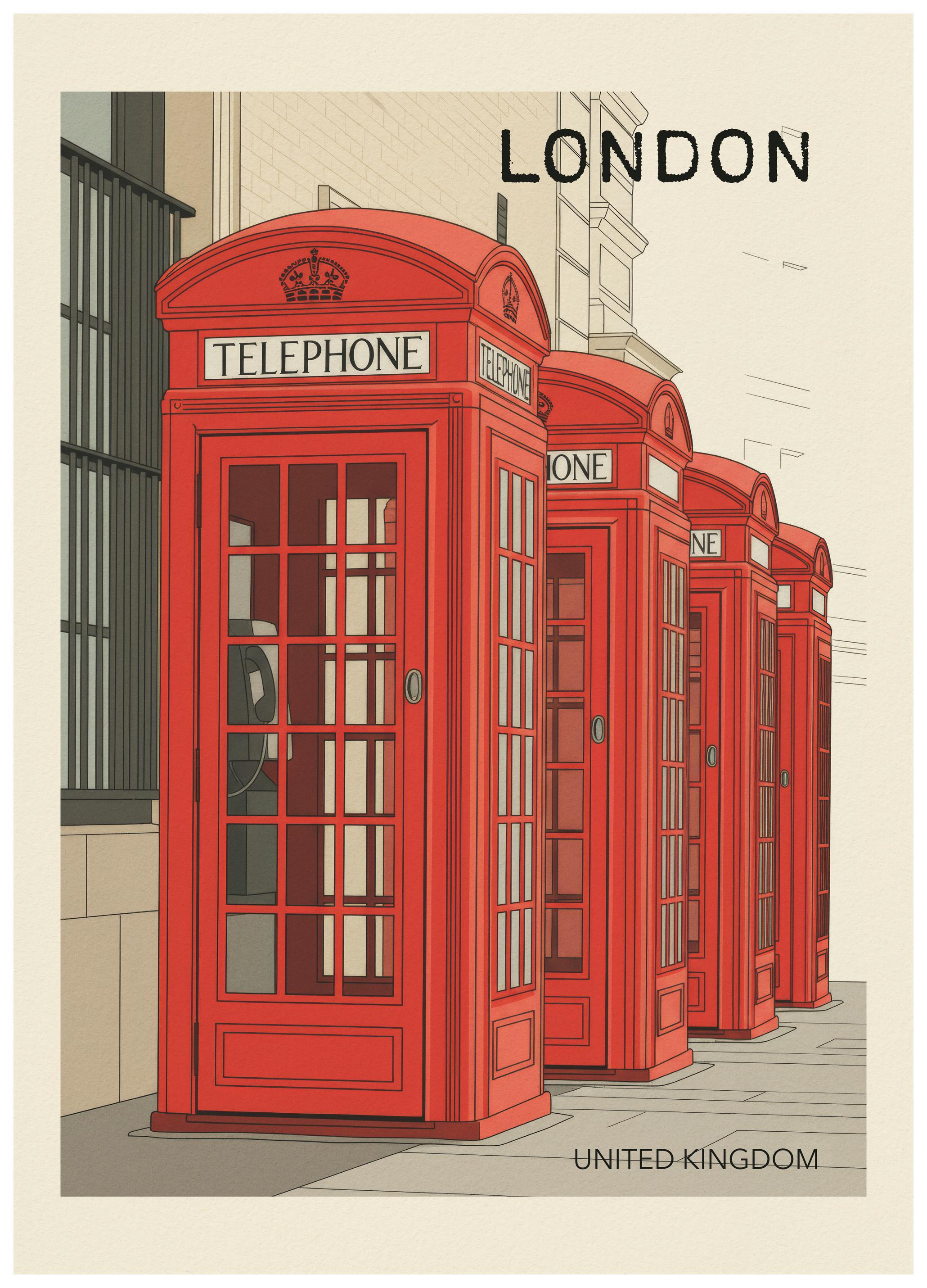 Andreas Magnusson - Klassiske London Telefonkiosker Plakat (40x50 cm) - Poster Store