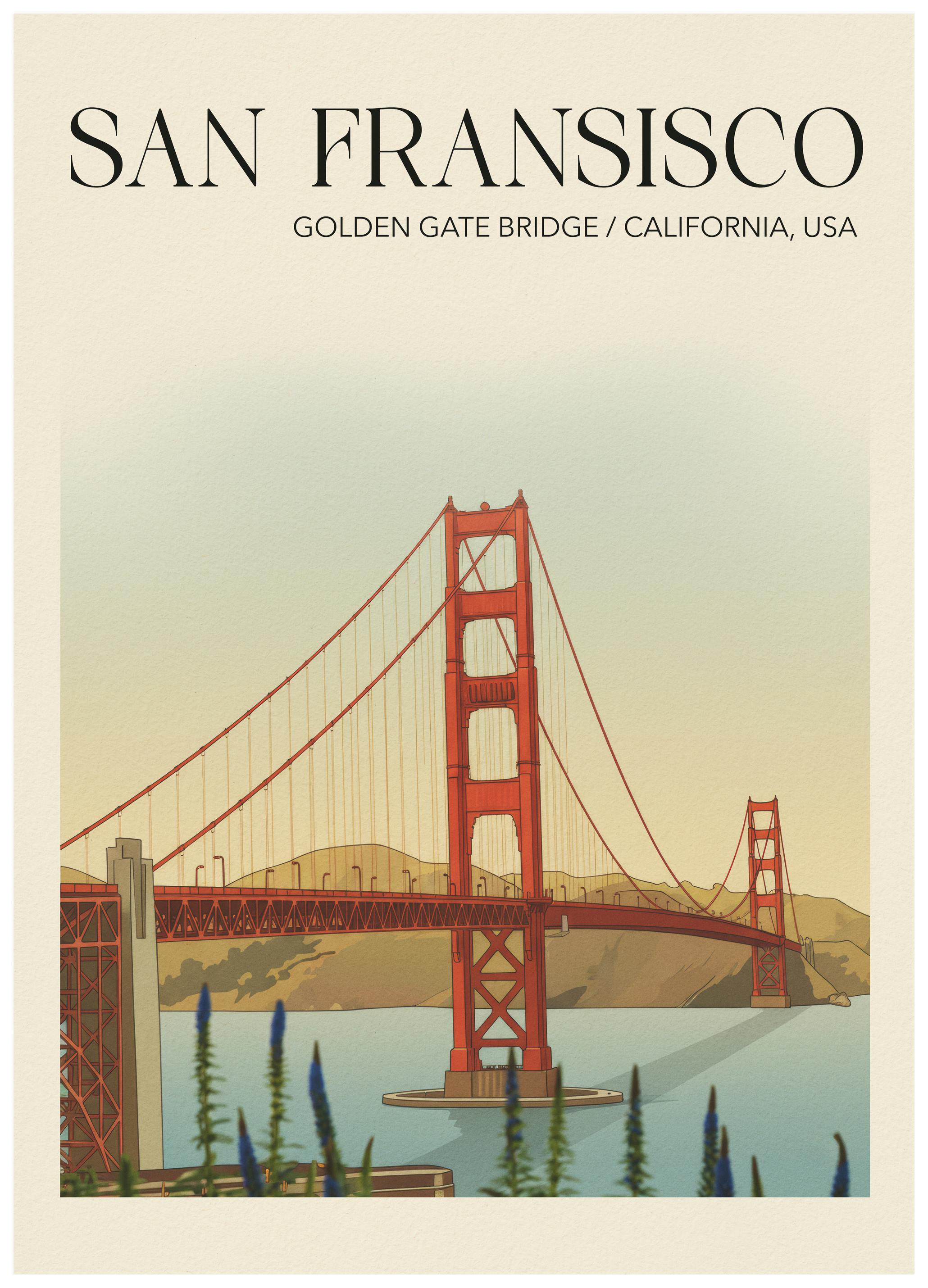 Andreas Magnusson - Golden Gate Bridge California Poster (70x100 cm) - Poster Store