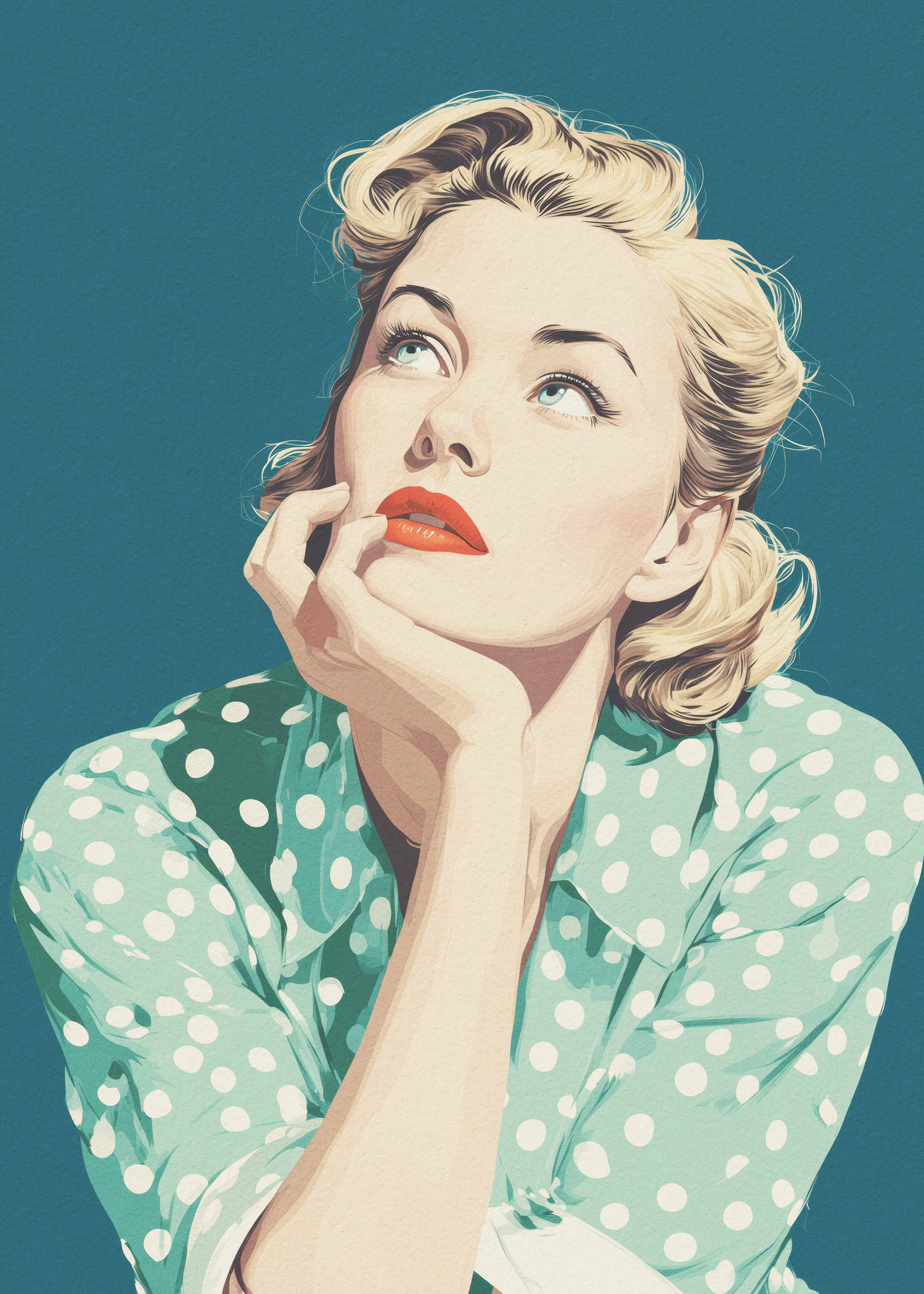 Andreas Magnusson - Mujer Retro Pensativa Póster 0