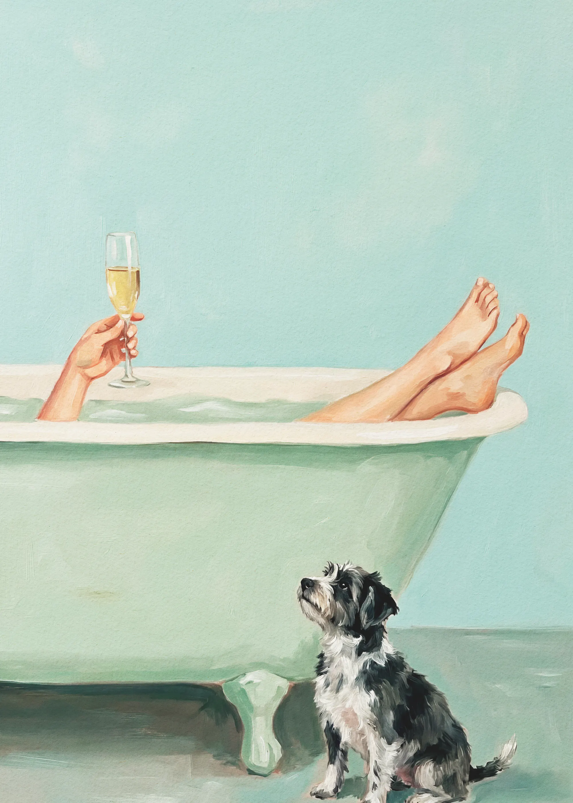 Andreas Magnusson - Perro con Champán en el Baño Póster 0