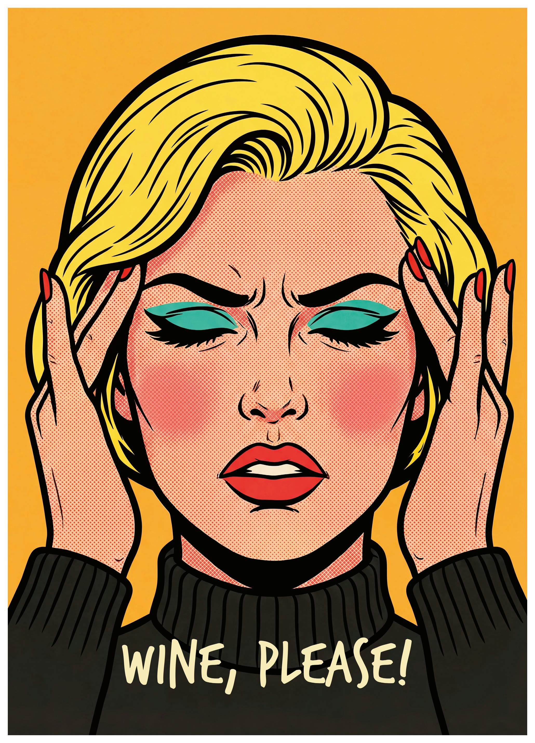 Andreas Magnusson - Wine Please Pop-Art Poster (30x40 cm) - Poster Store