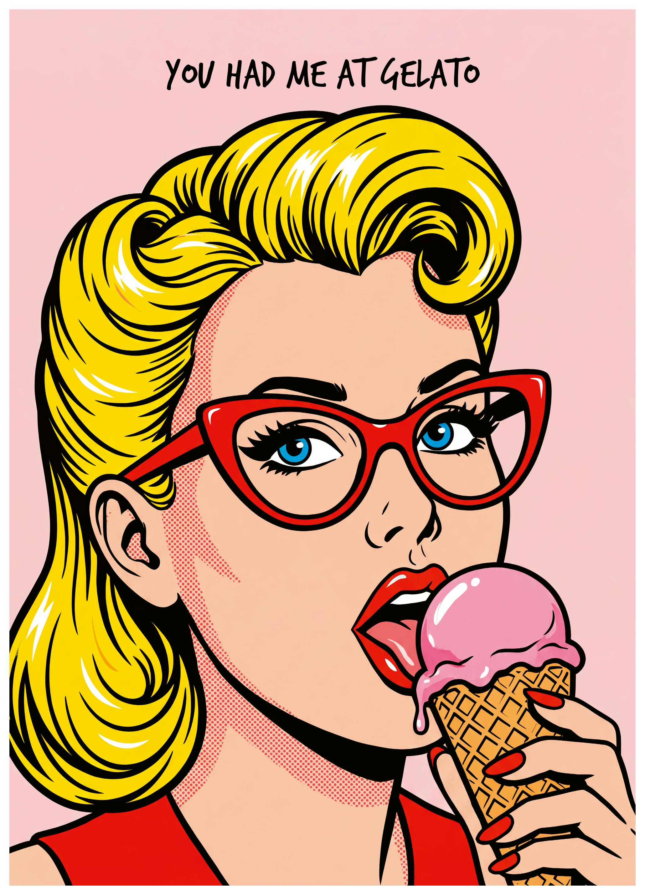 Andreas Magnusson - Retro Girl Gelato Plakat (21x30 cm) - Poster Store