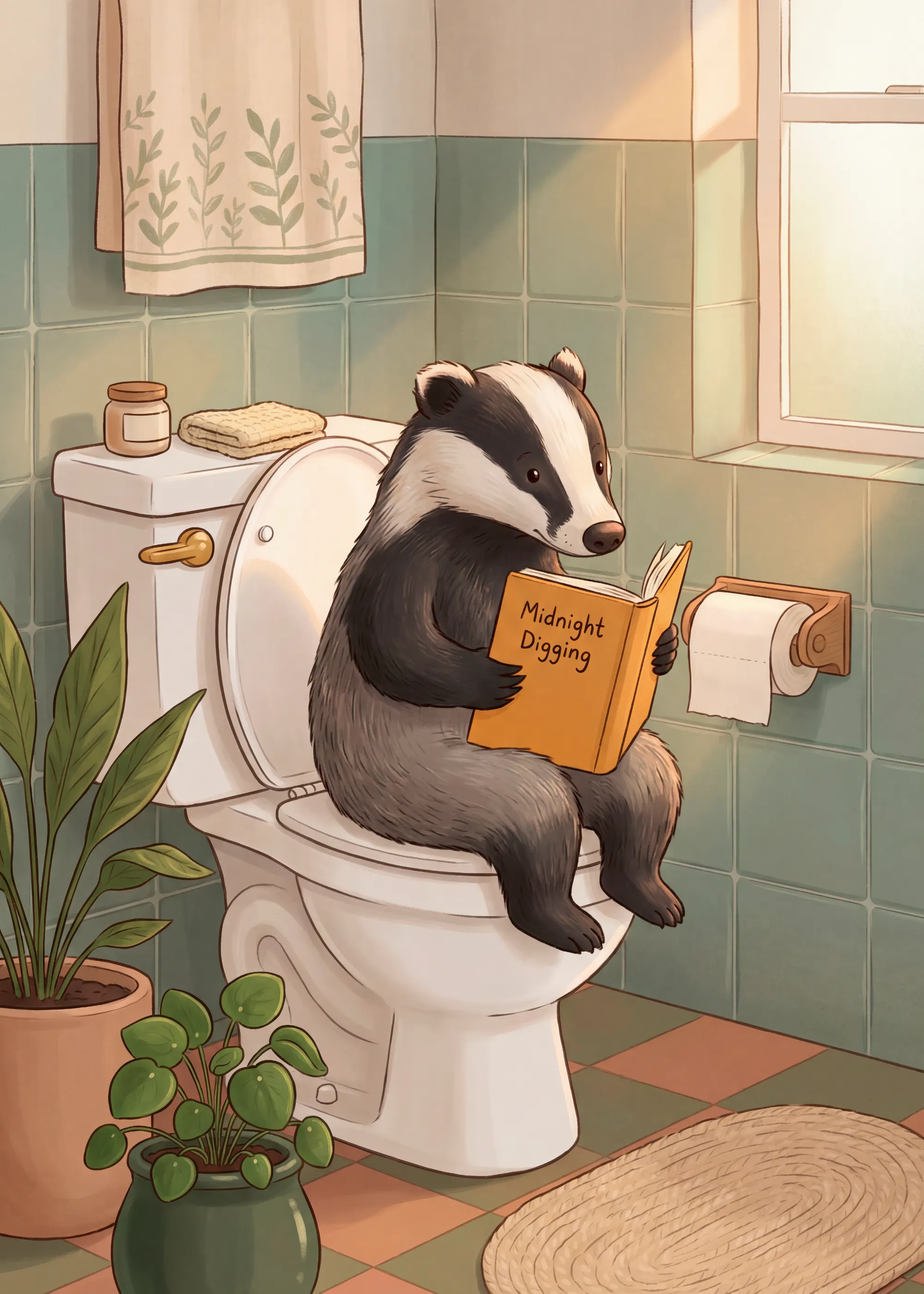 Andreas Magnusson - La Lectura Tranquila del Tejón en el Baño Póster 0