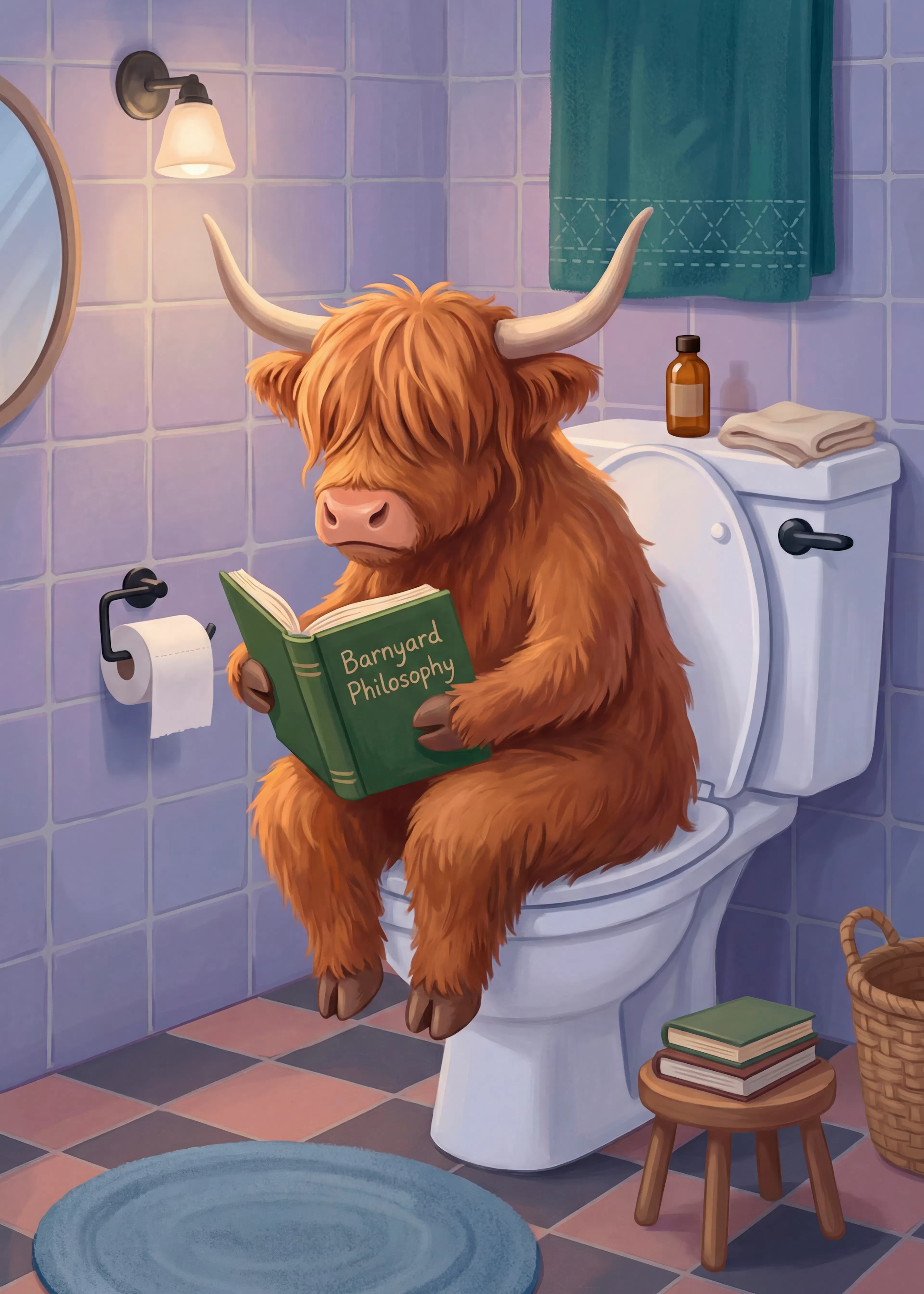 Andreas Magnusson - Vaca Highland Leyendo Filosofía Póster 0