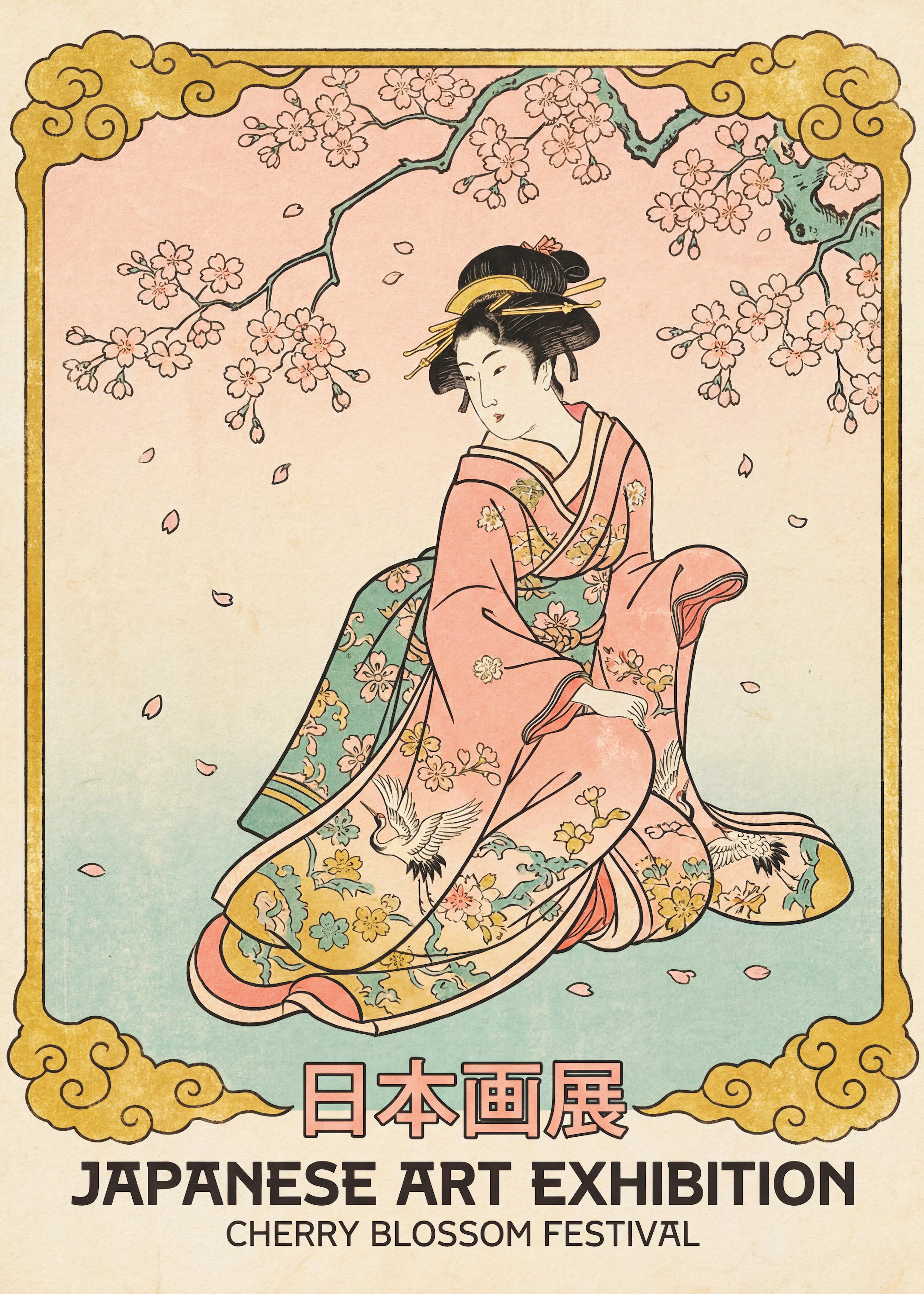 Andreas Magnusson - Kimono Woman Sakura Blossoms Poster 0