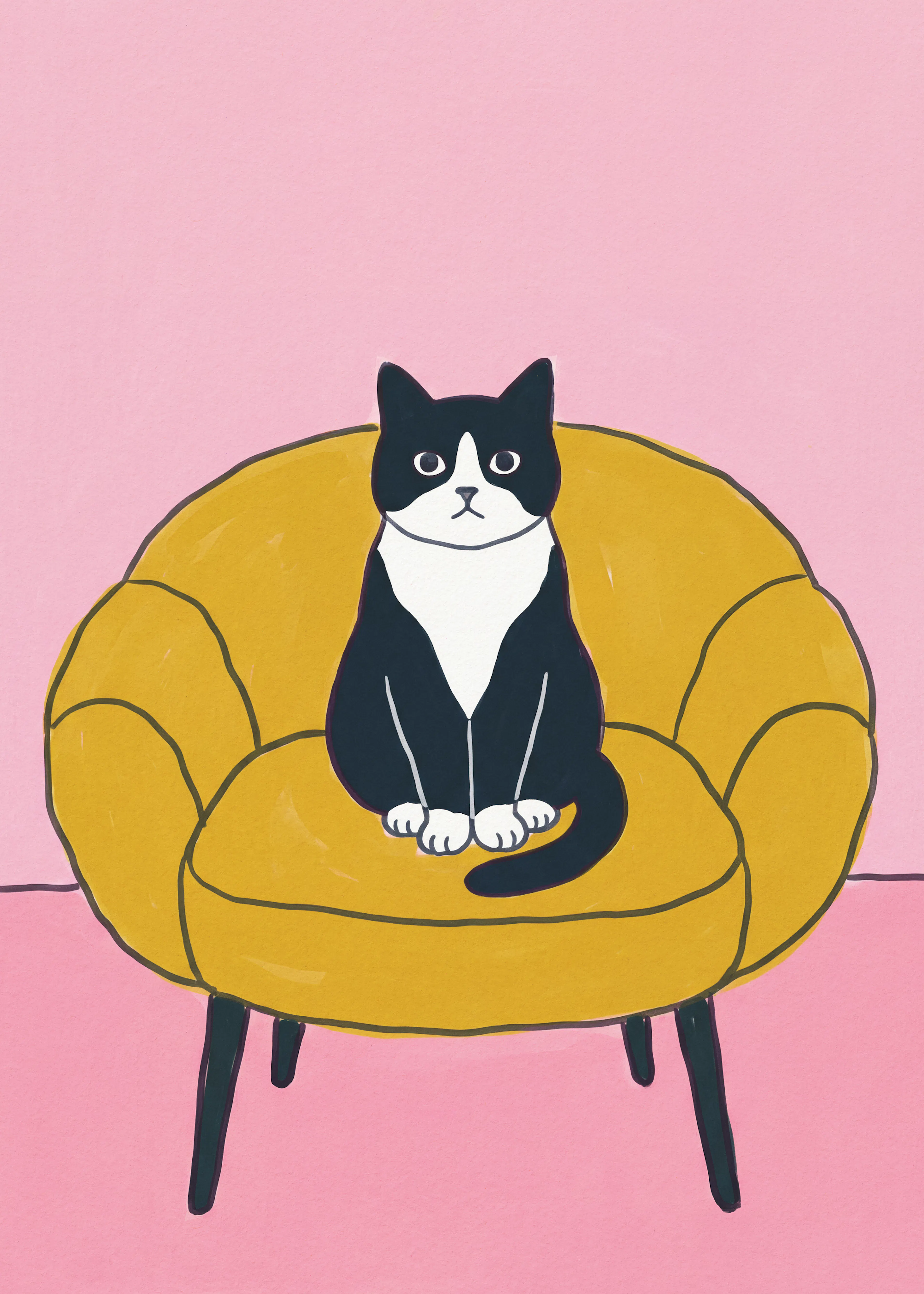 Andreas Magnusson - Black Cat Yellow Chair Poster 0