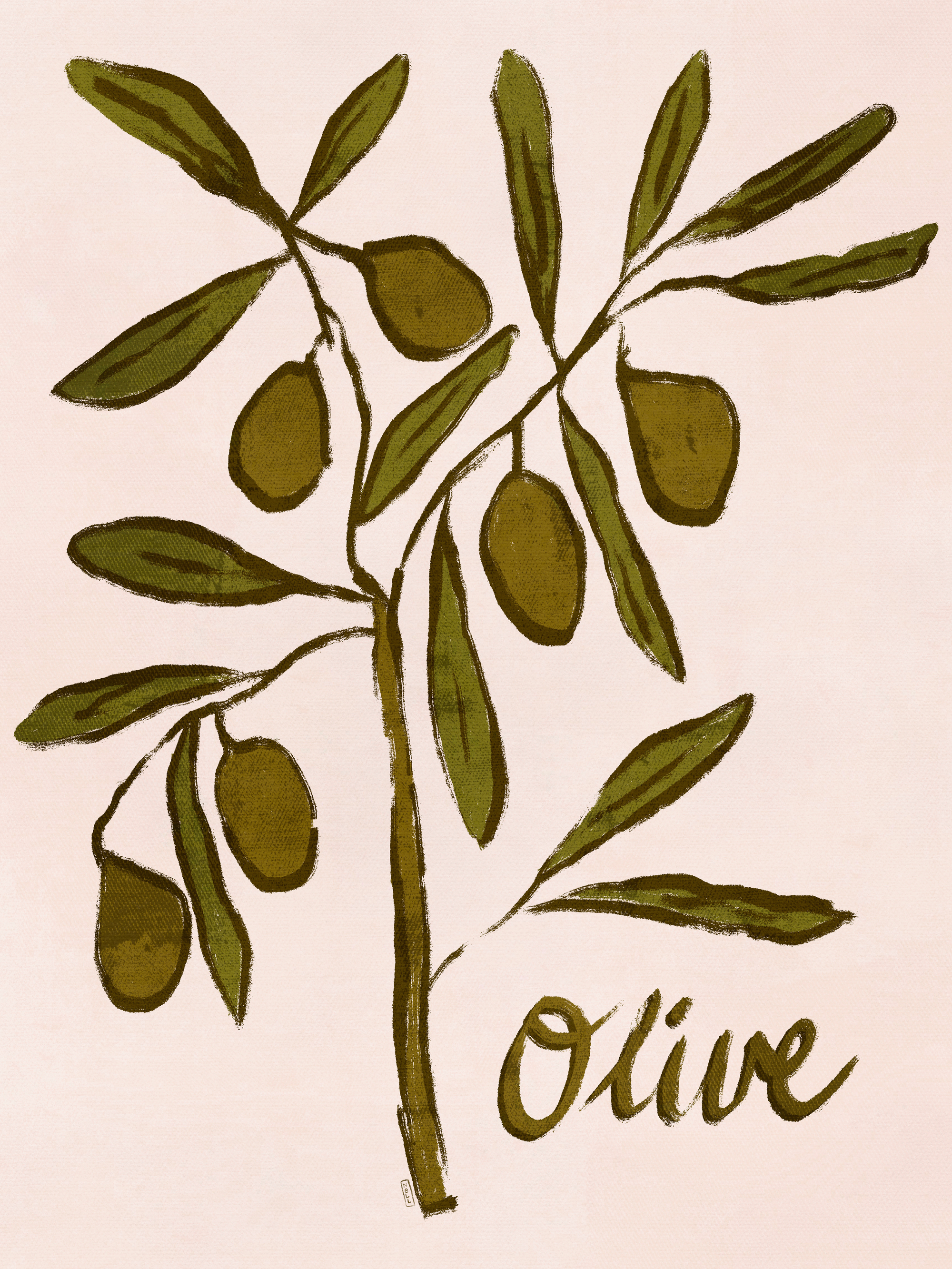 Dirkie Nell - Olive Branch Minimalist Painting Poster