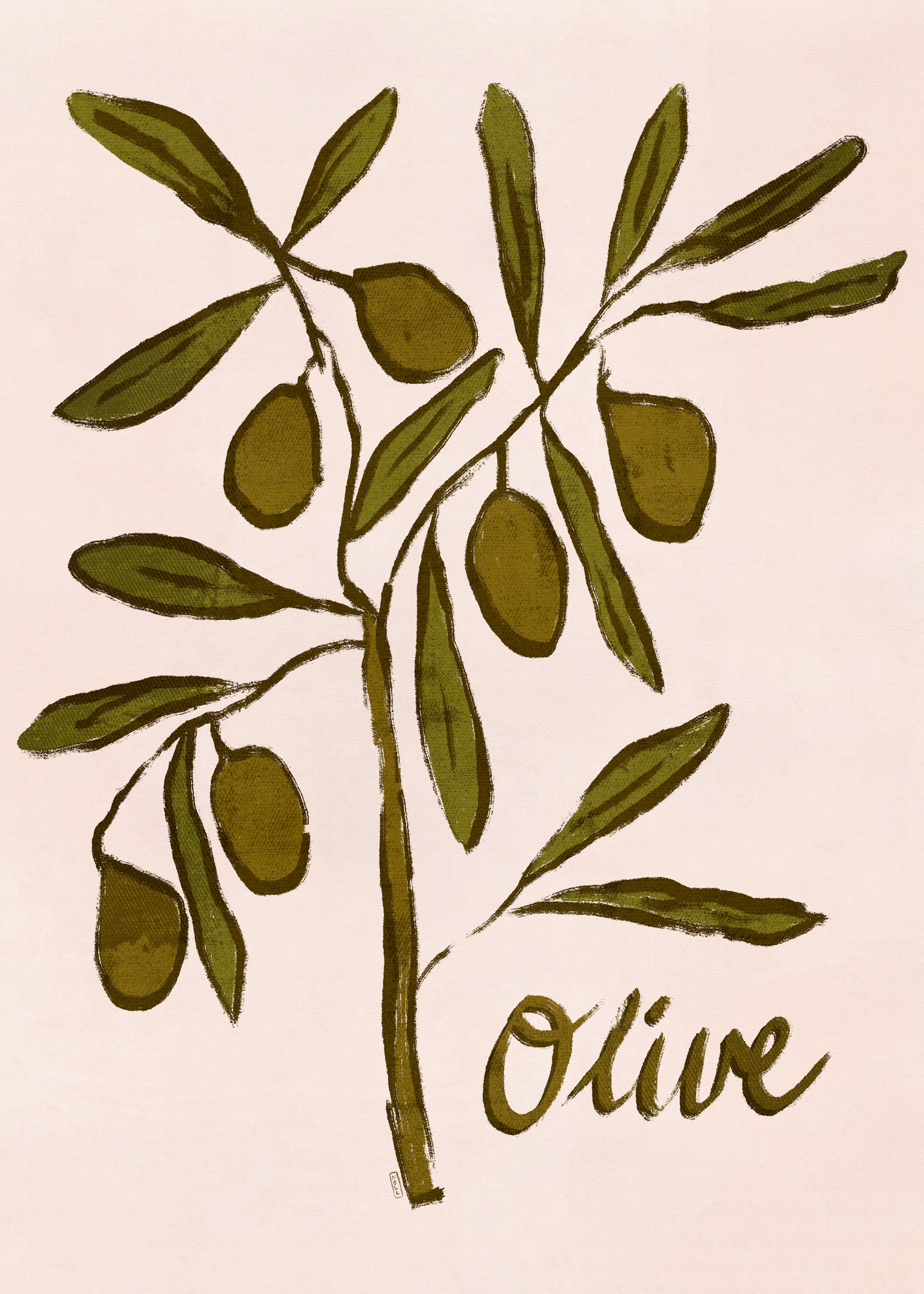 Dirkie Nell - Pittura Minimalista Ramo d'Ulivo Poster 0