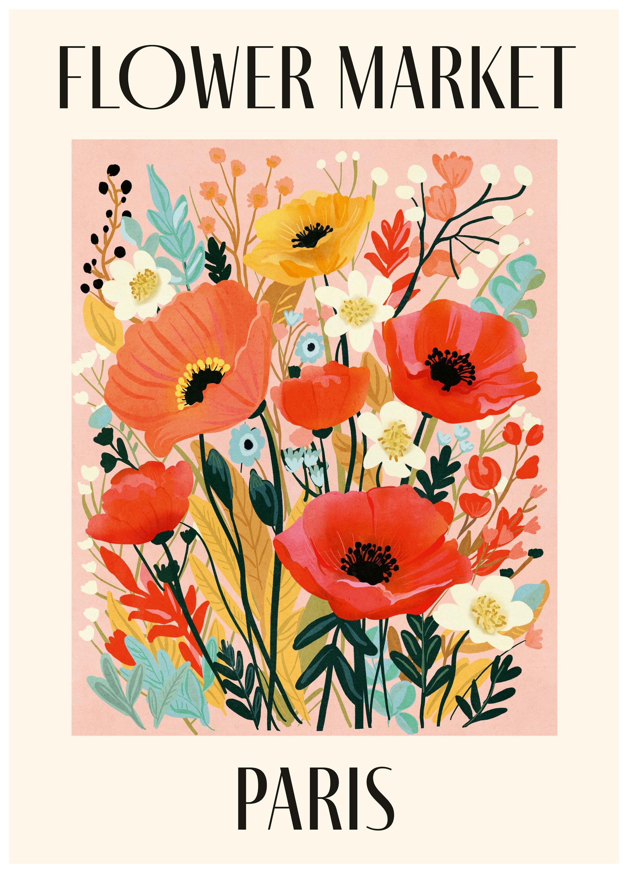 Dirkie Nell - Paris Blomstermarked Plakat (70x100 cm) - Poster Store