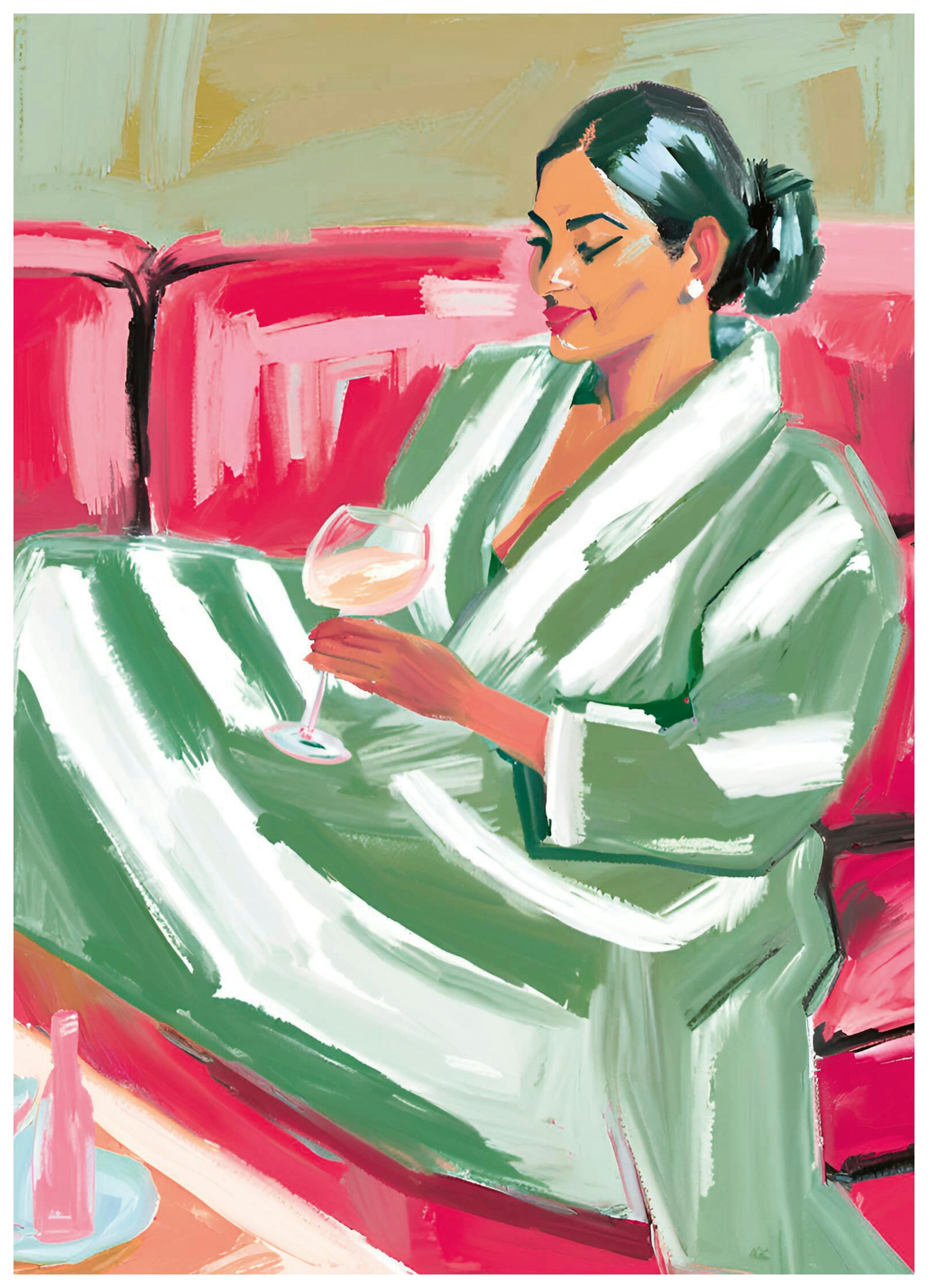 Ohkimiko - Ontspannen Wijnmoment Poster (40x50 cm) - Poster Store