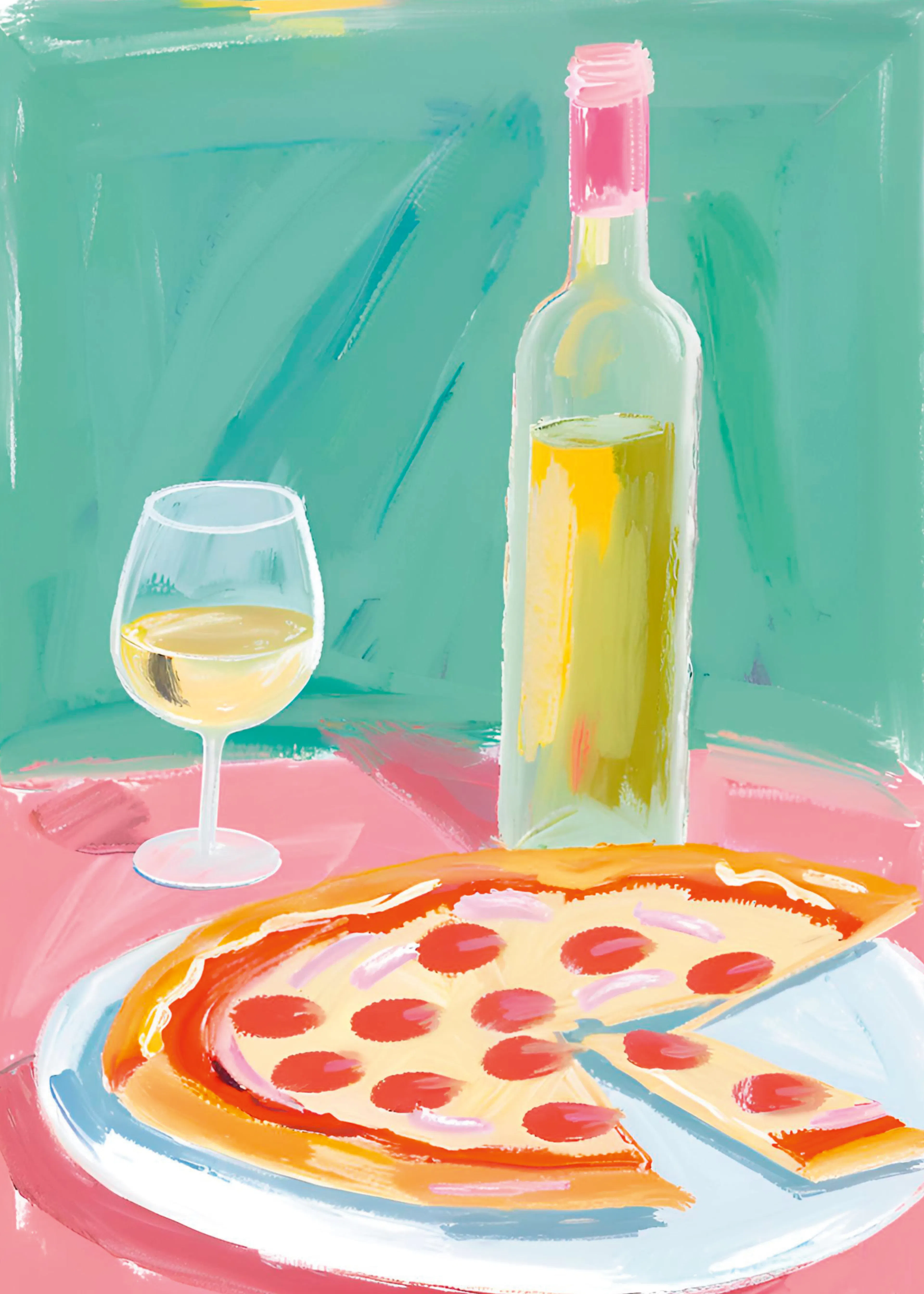 Ohkimiko - Pepperoni Pizza Wine Poster 0
