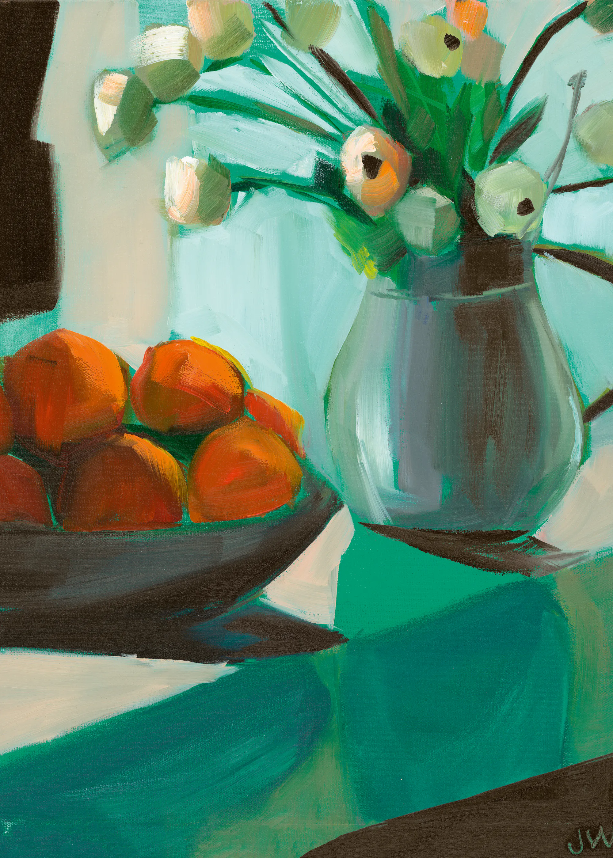 Jenny Westenhofer - Naranjas y Ranúnculos Blancos Póster 0