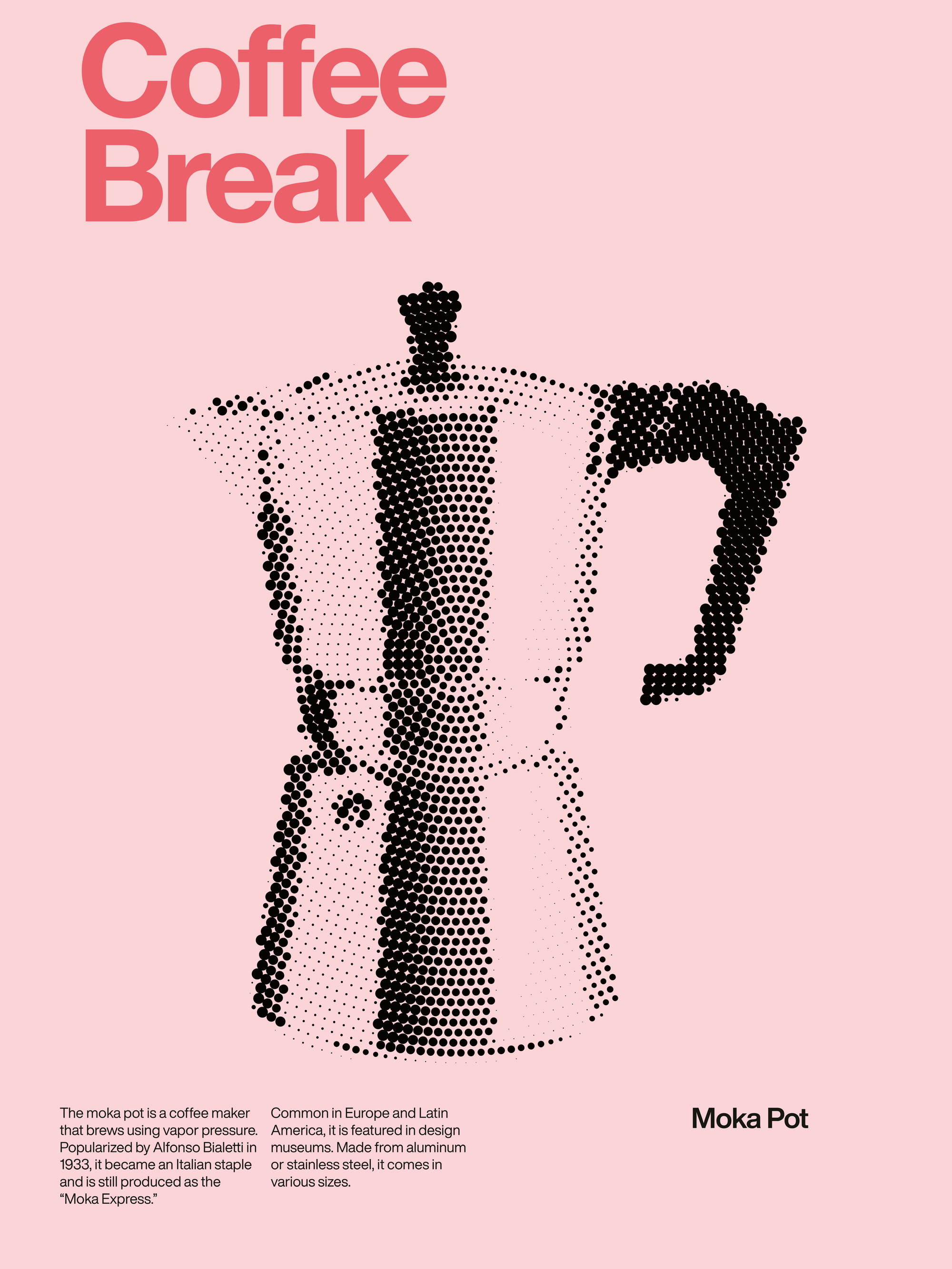 David Vineïs - Pink Moka Pot Coffee Poster