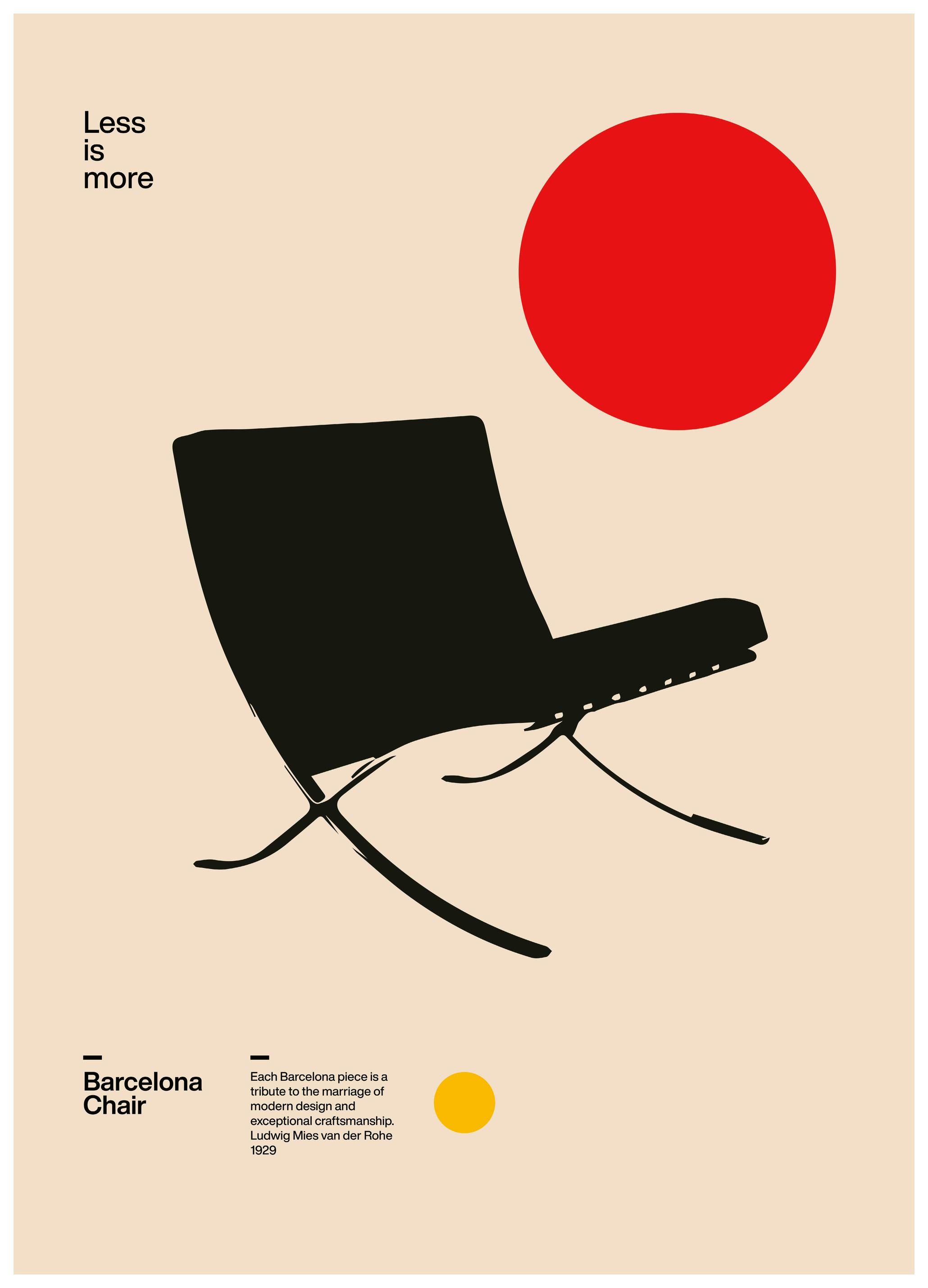 David Vineïs - Minimalistisk Stol Rød Sirkel Plakat (50x70 cm) - Poster Store