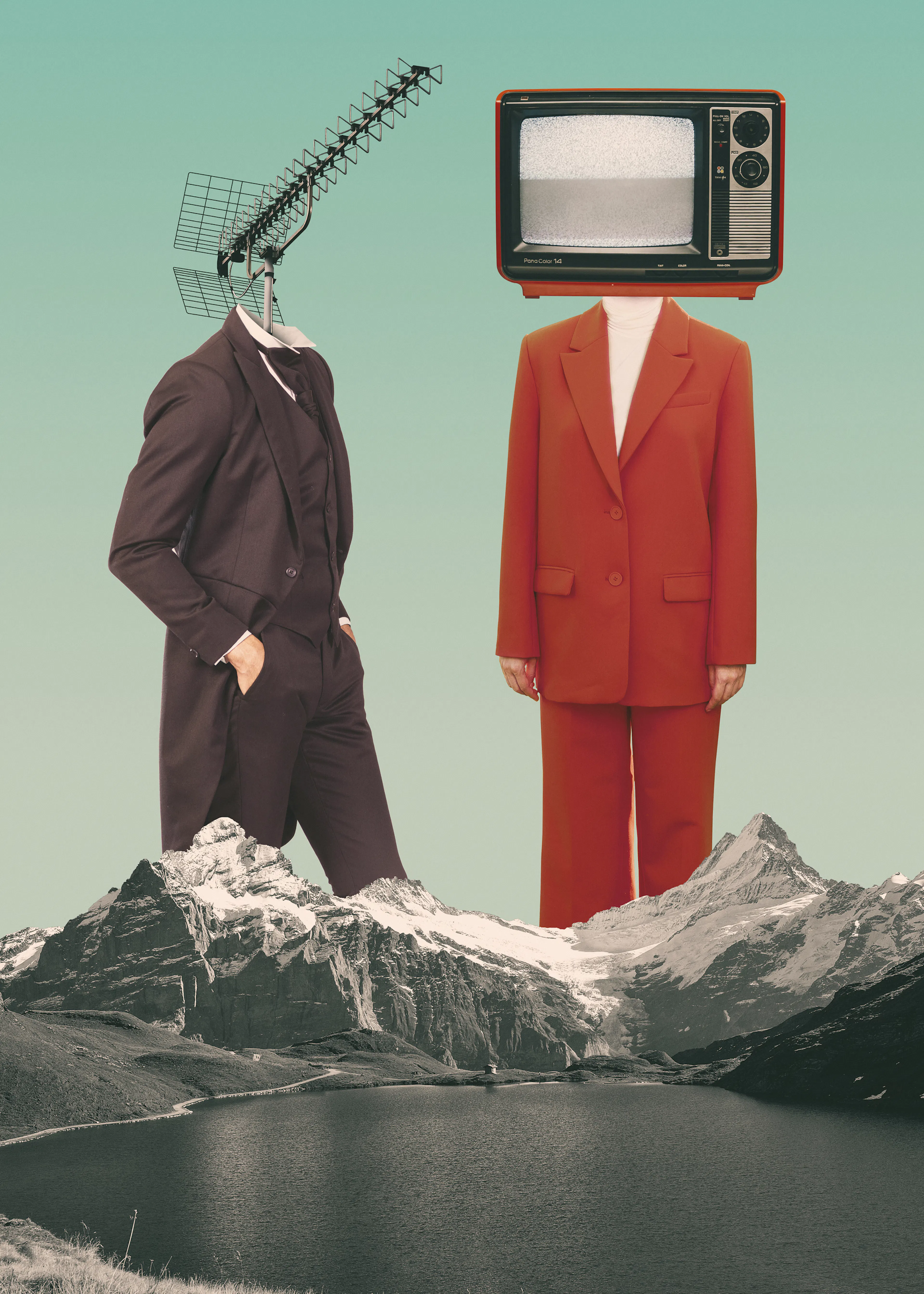 Daniel Donocik - Surrealistyczne głowy górskiego jeziora Plakat 0