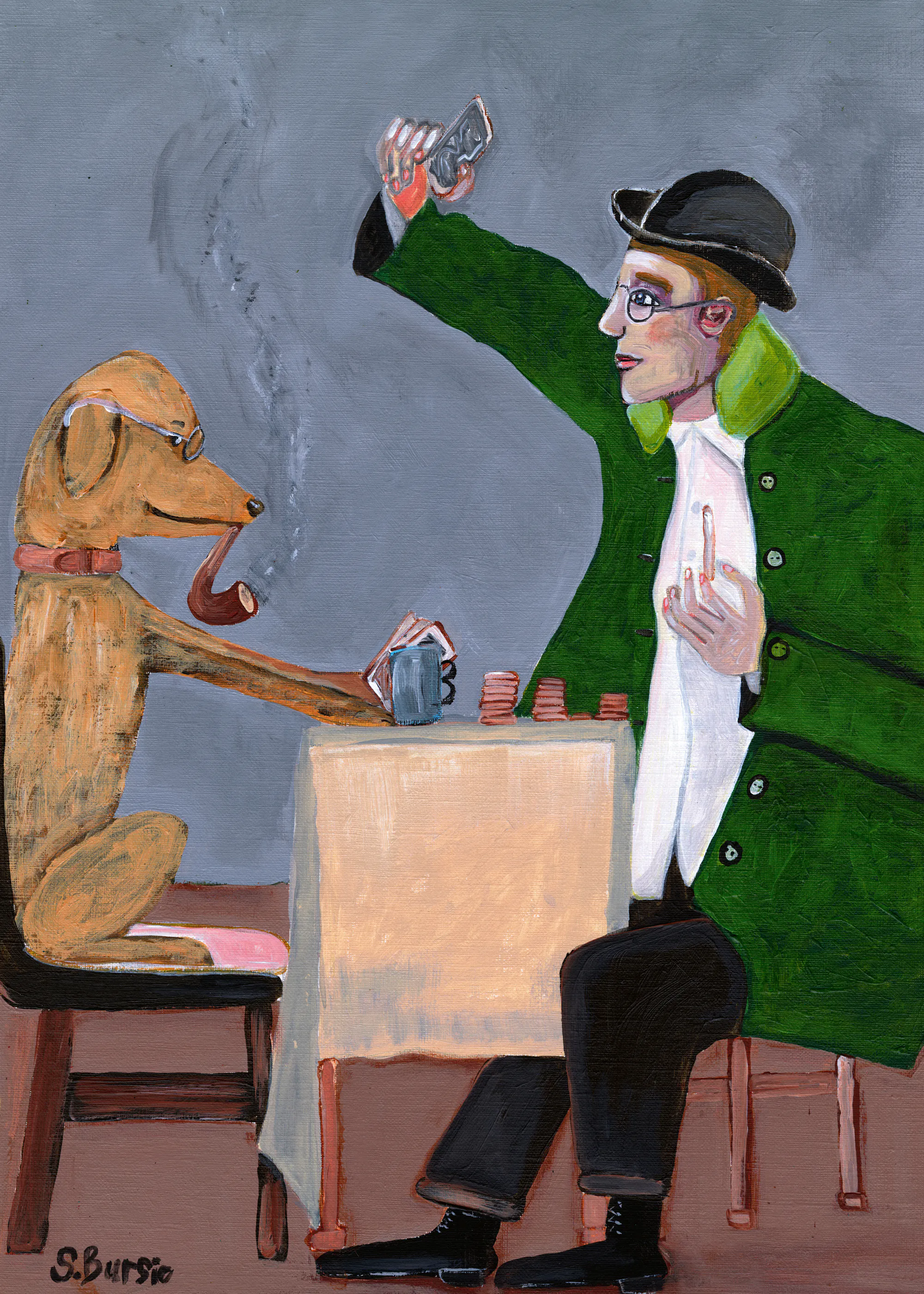 Sharyn Bursic - Perro Fumando al Póker Póster 0