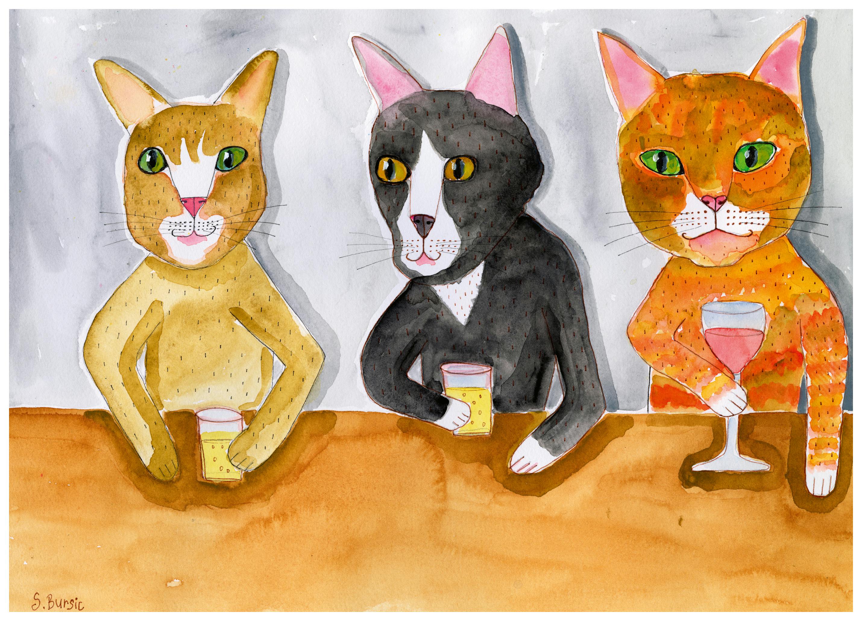 Sharyn Bursic - Happy Hour Gatti Poster (70x100 cm) - Poster Store