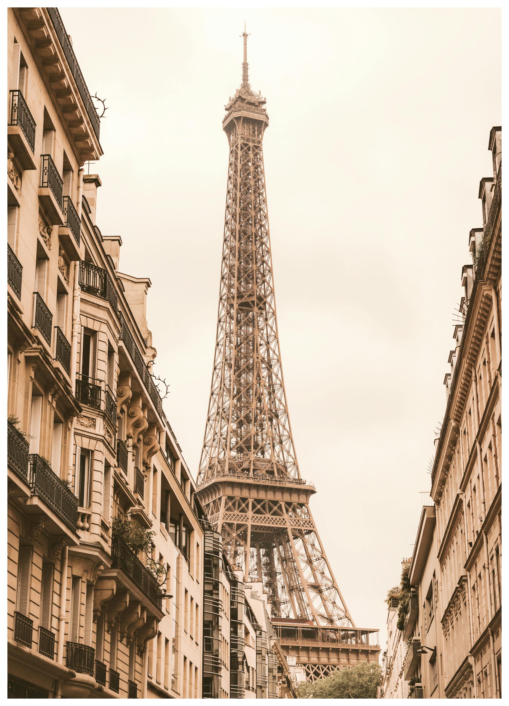 Eiffel Tower Street View Print (100x150 cm) - Poster Store