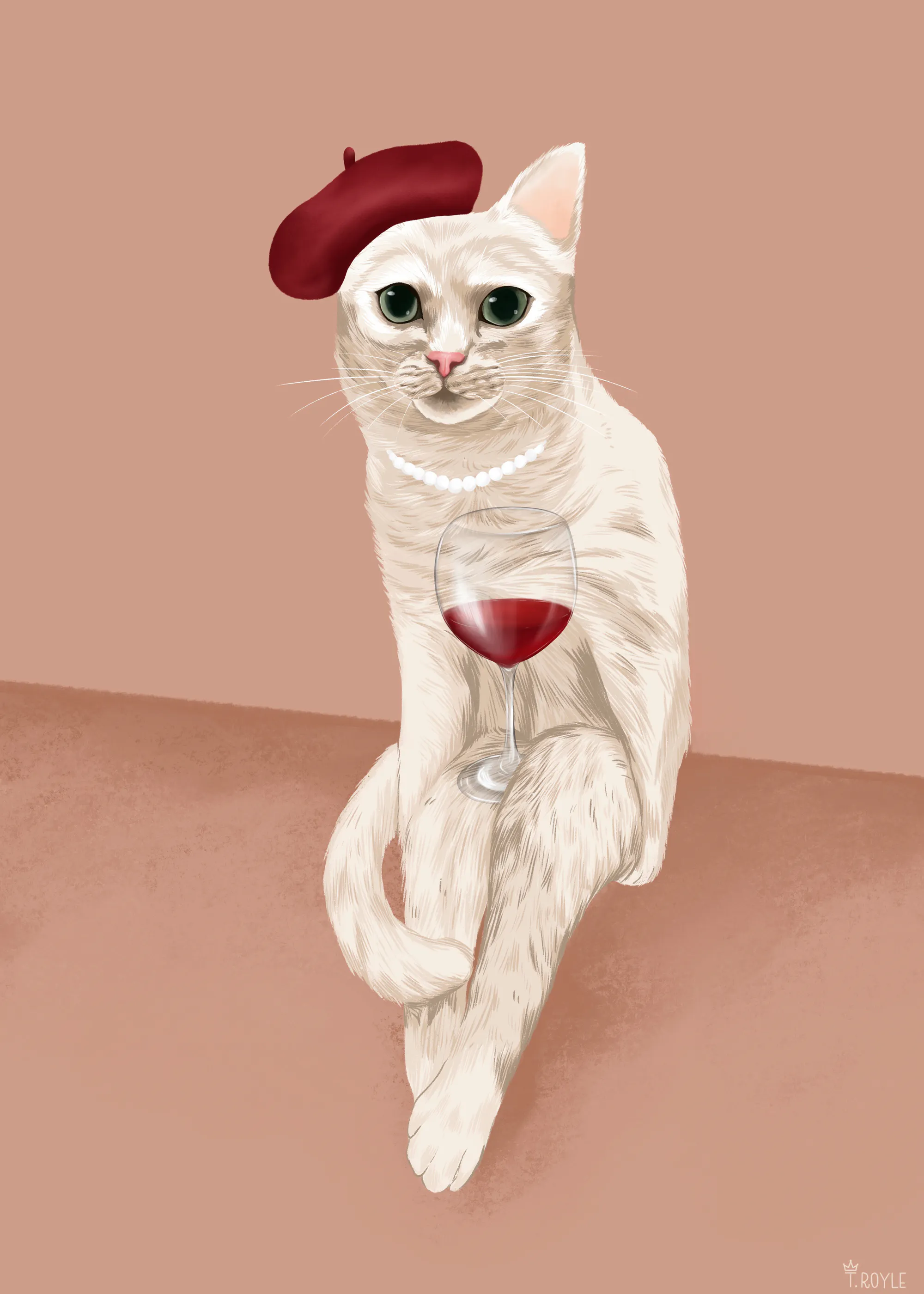 Tara Royle - Franse Kat met Baret Poster 0
