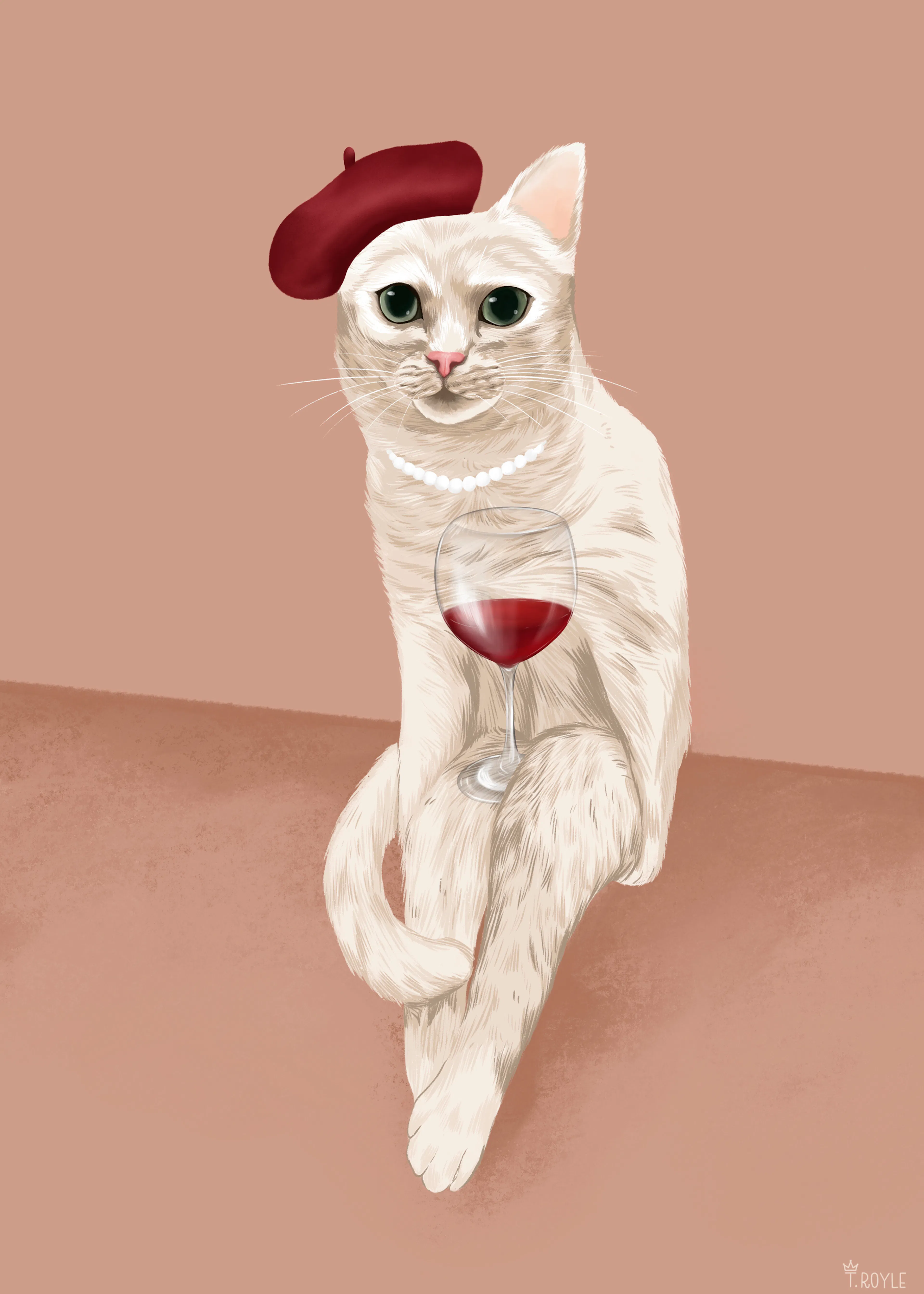 Tara Royle - Franse Kat met Baret Poster 0