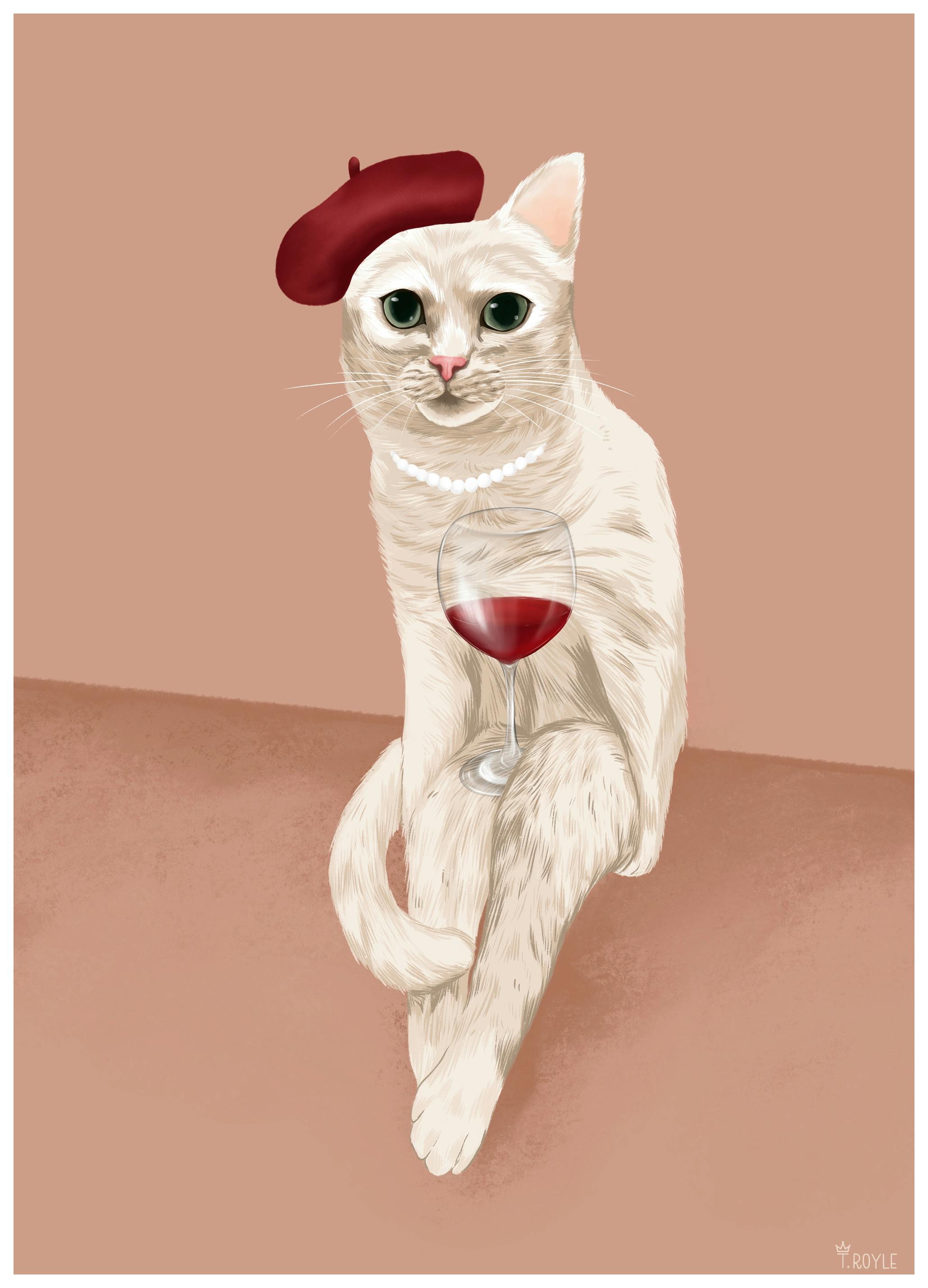 Tara Royle - Fransk Katt Med Beret Plakat (50x70 cm) - Poster Store