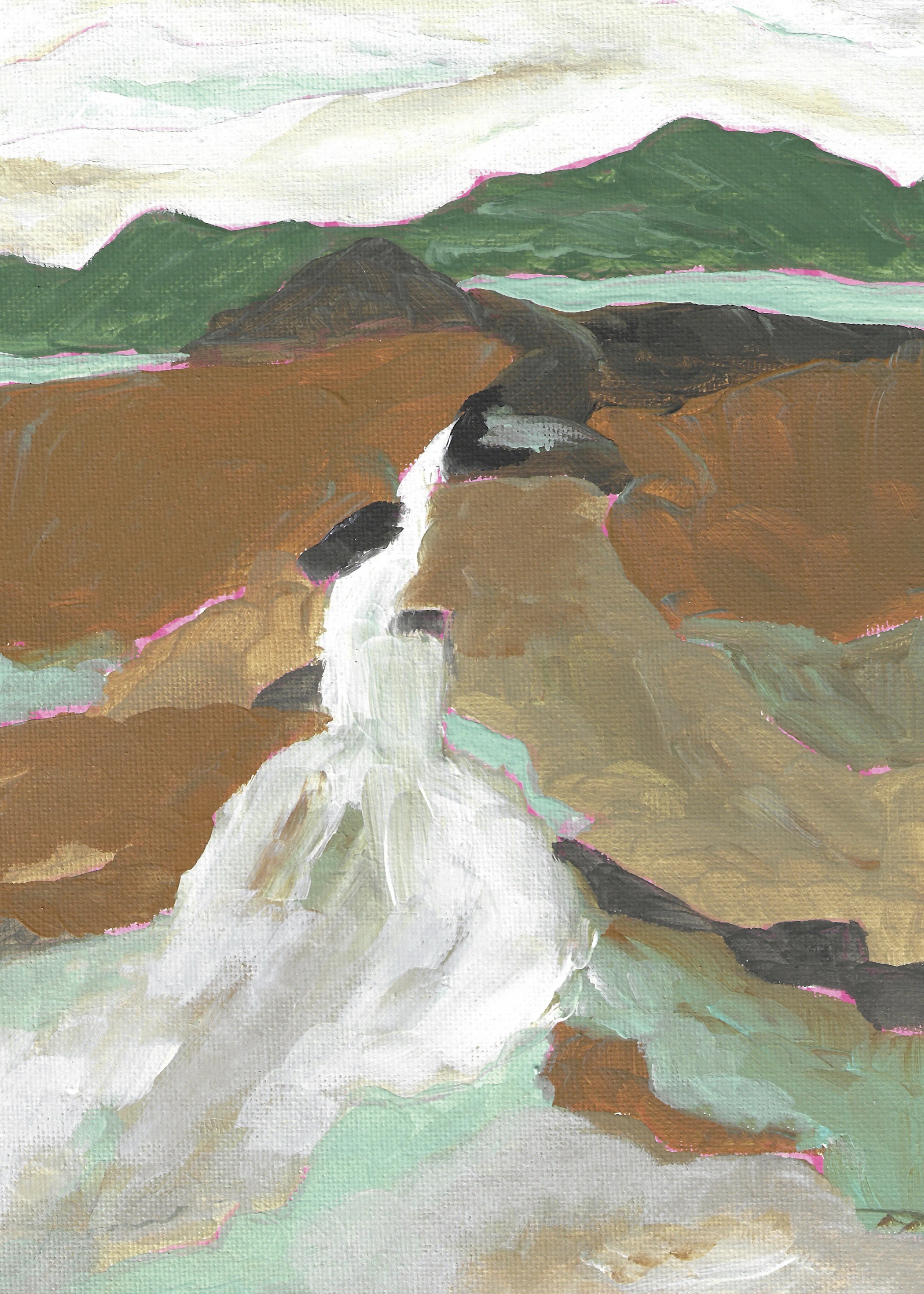 Nikita Jariwala - Abstrakter Bergwasserfall Poster 0