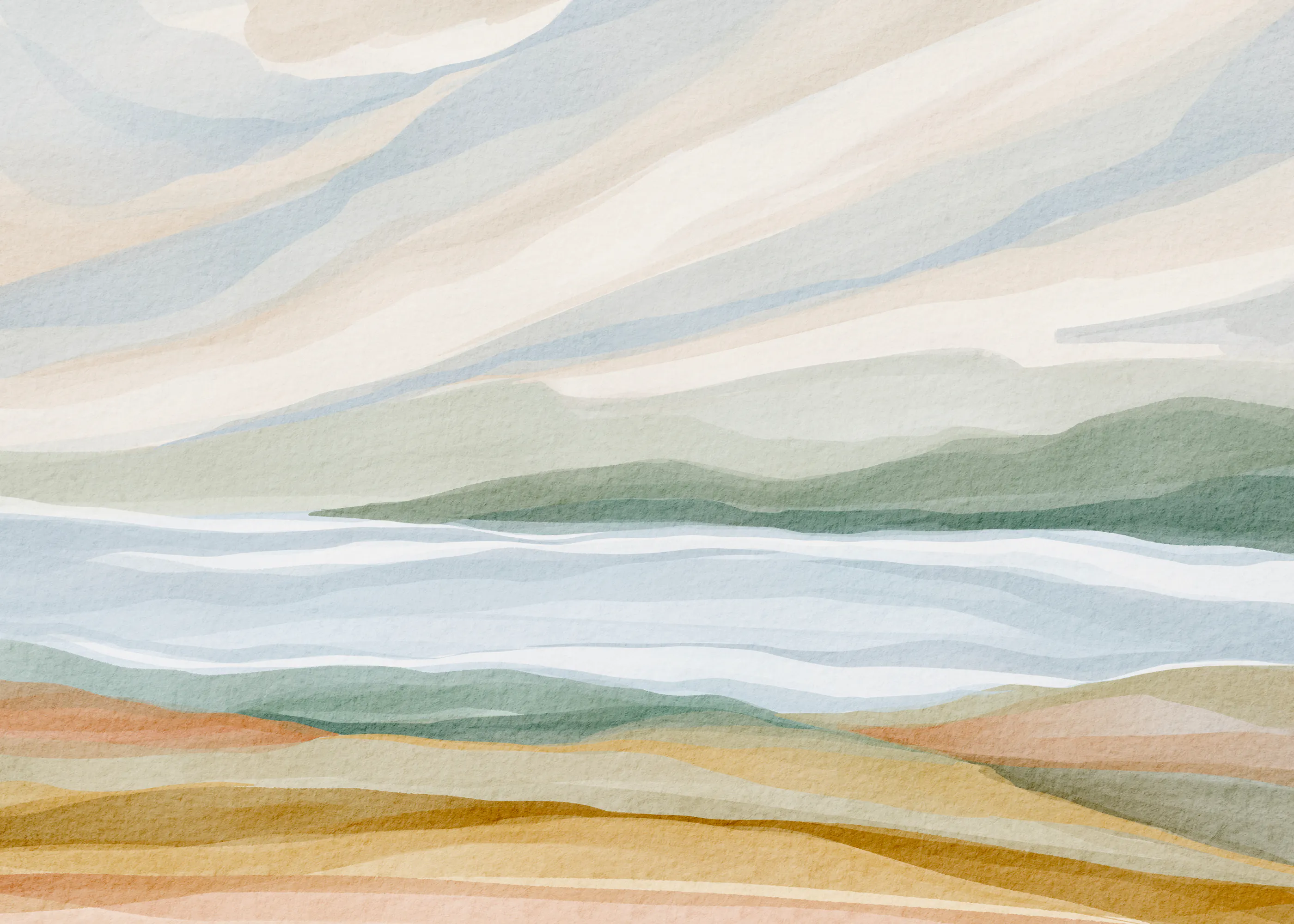 Nikita Jariwala - Ruhige Aquarelllandschaft Poster 0