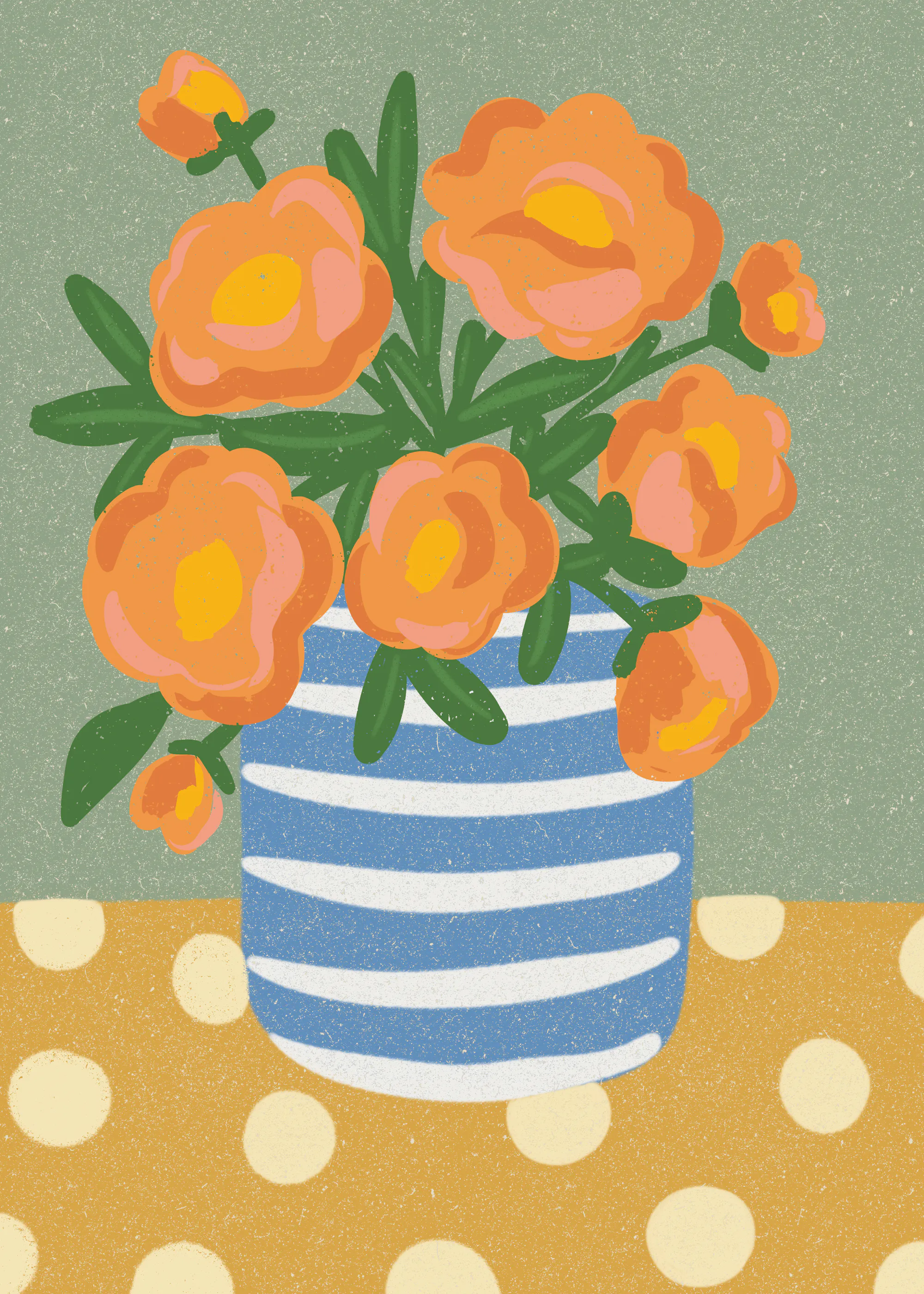 Nikita Jariwala - Oranje Bloemen Stilleven Poster 0
