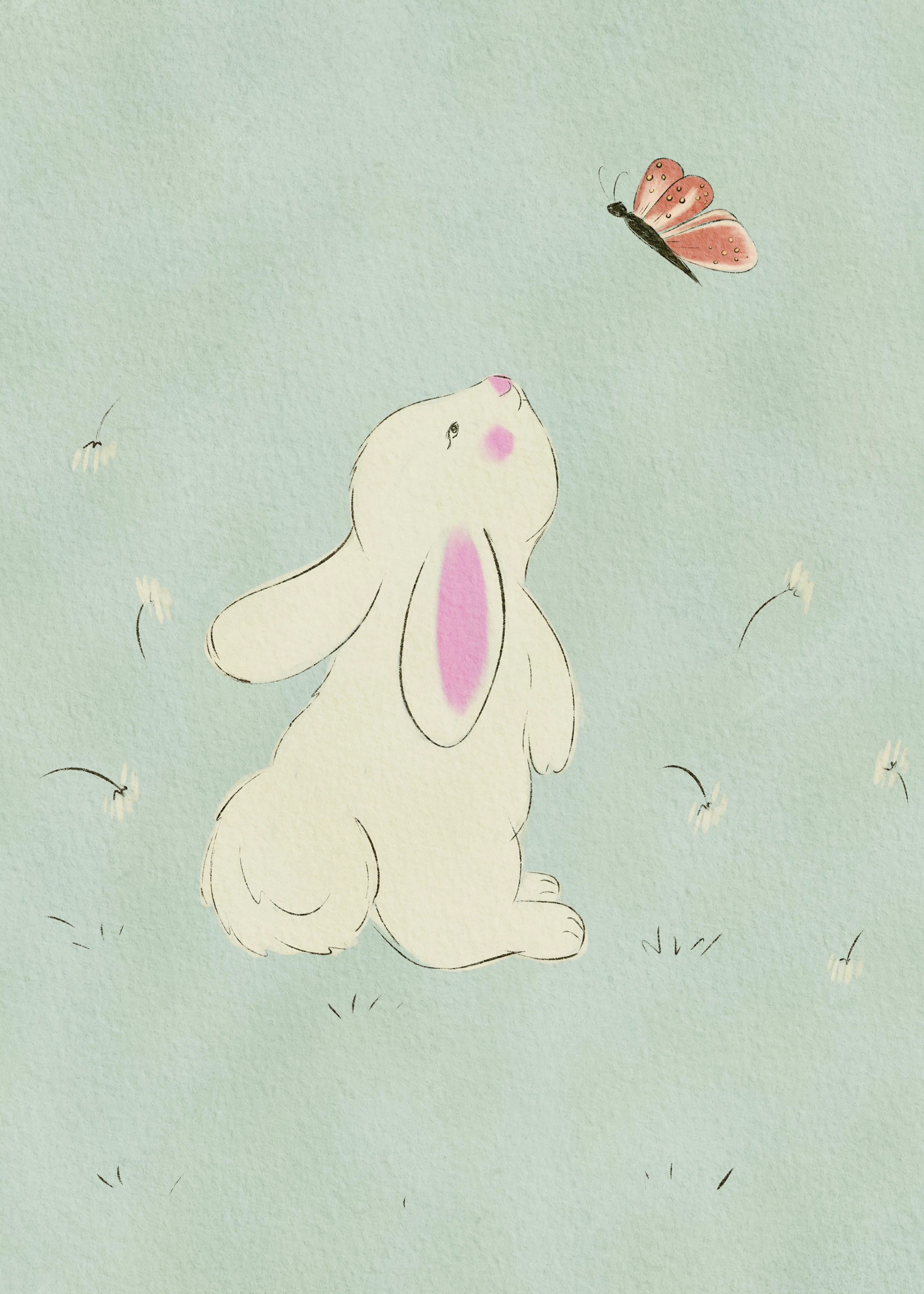 Nikita Jariwala - Curious Bunny And Butterfly Poster 0