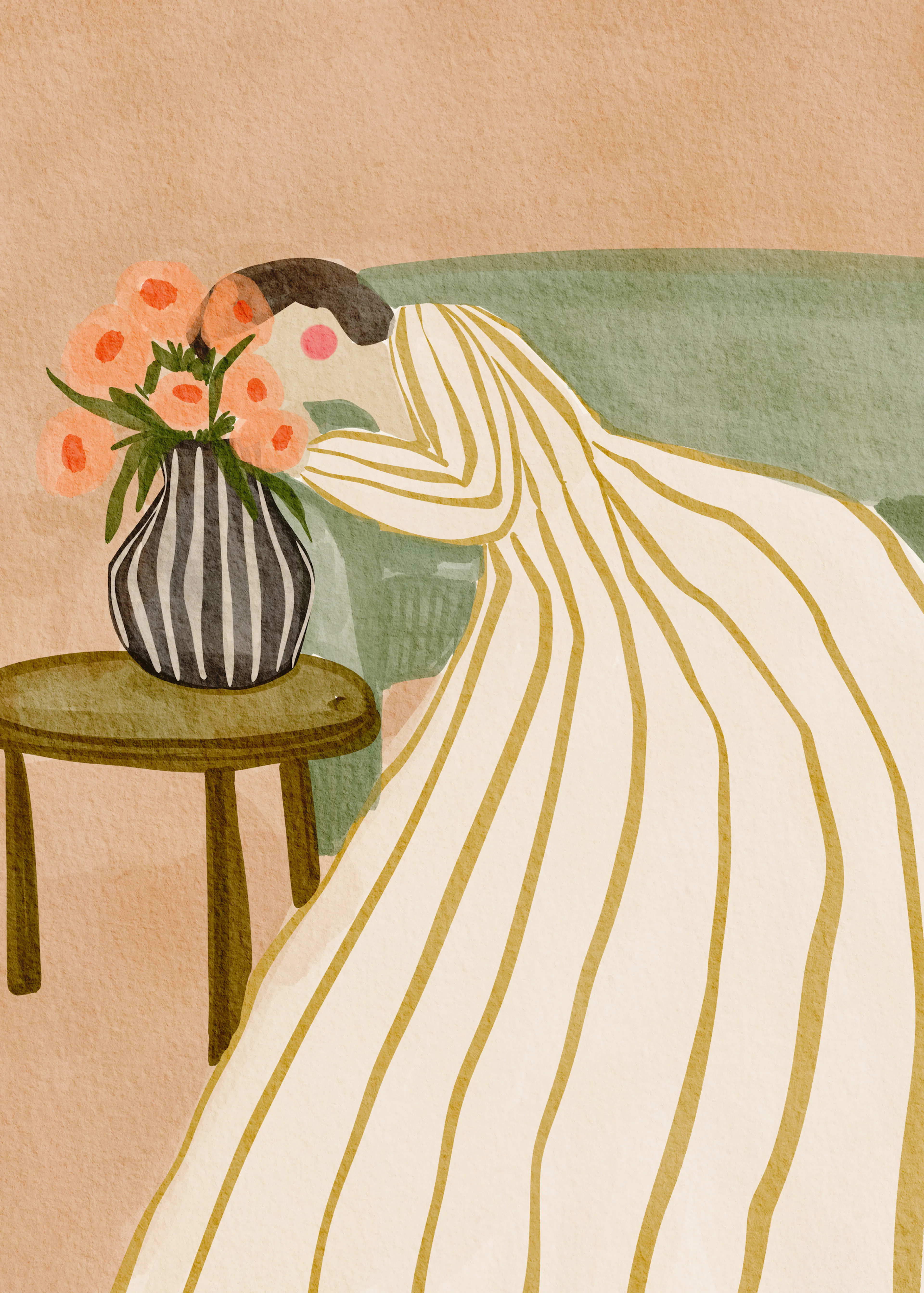 Nikita Jariwala - Woman Admiring Flowers Poster 0
