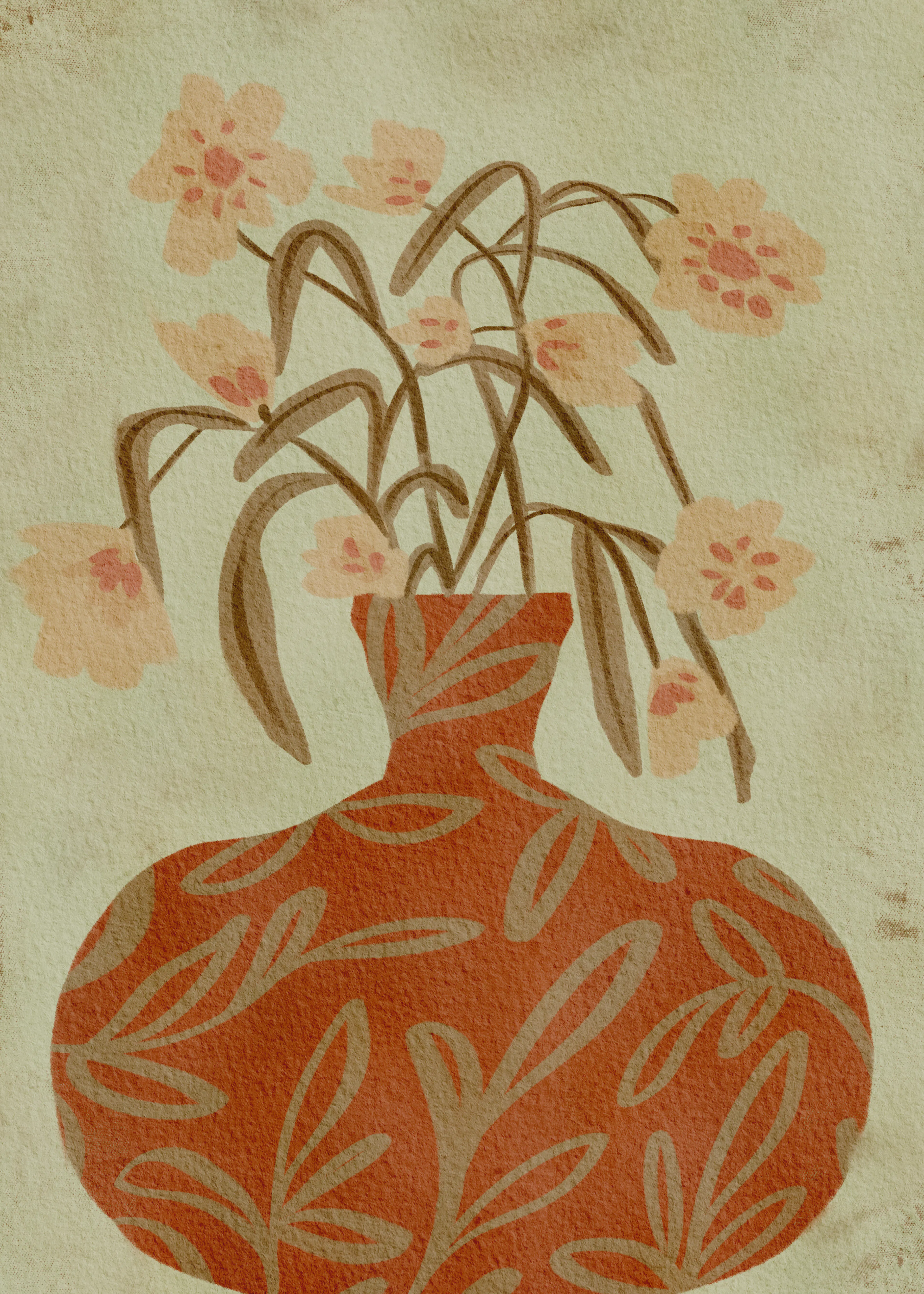 Nikita Jariwala - Terracotta Vase Blossoms Poster 0