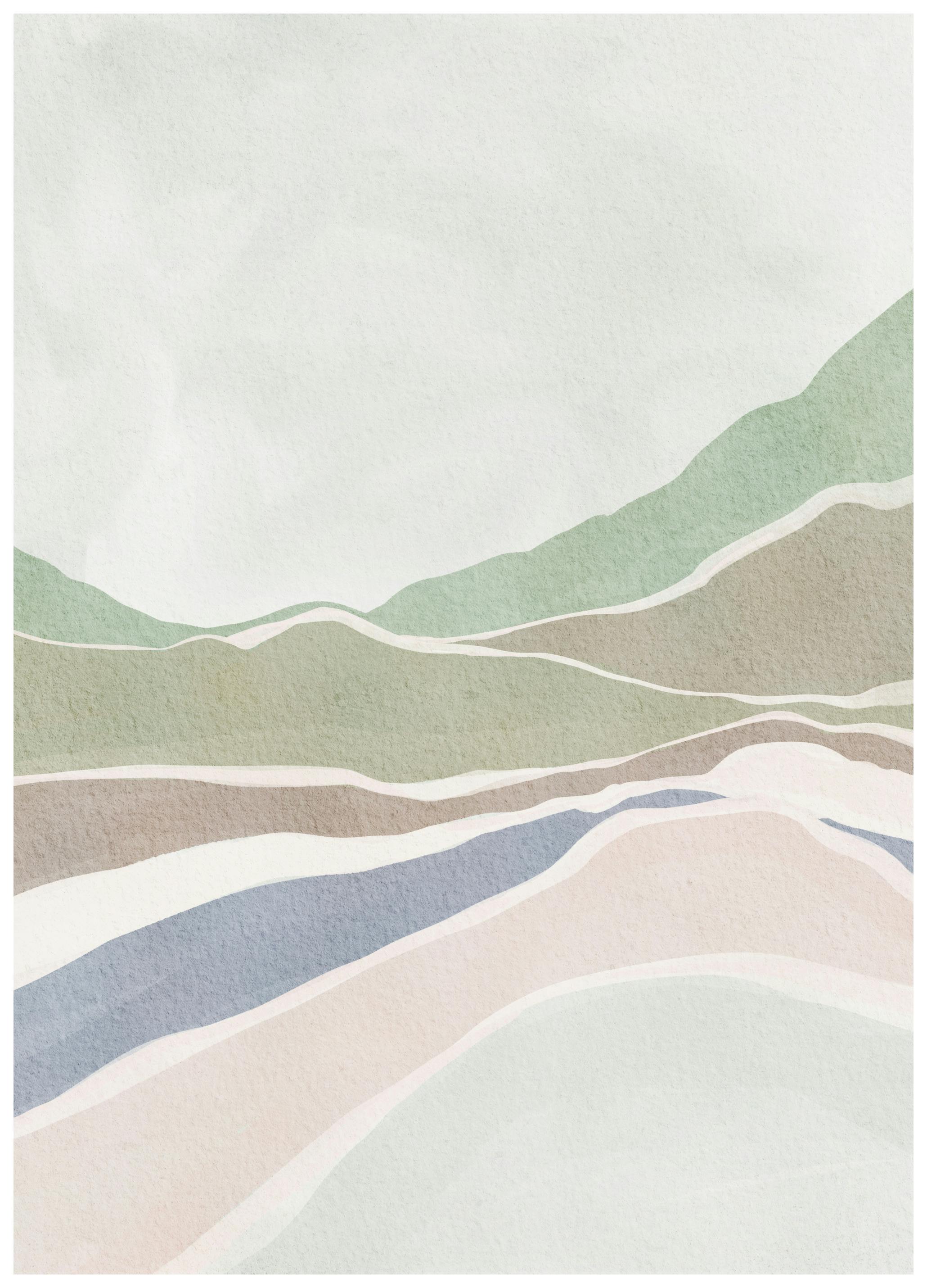 Canvas Prints - Nikita Jariwala - Muted Hills Landscape Poster (70x100 cm) - Poster Store