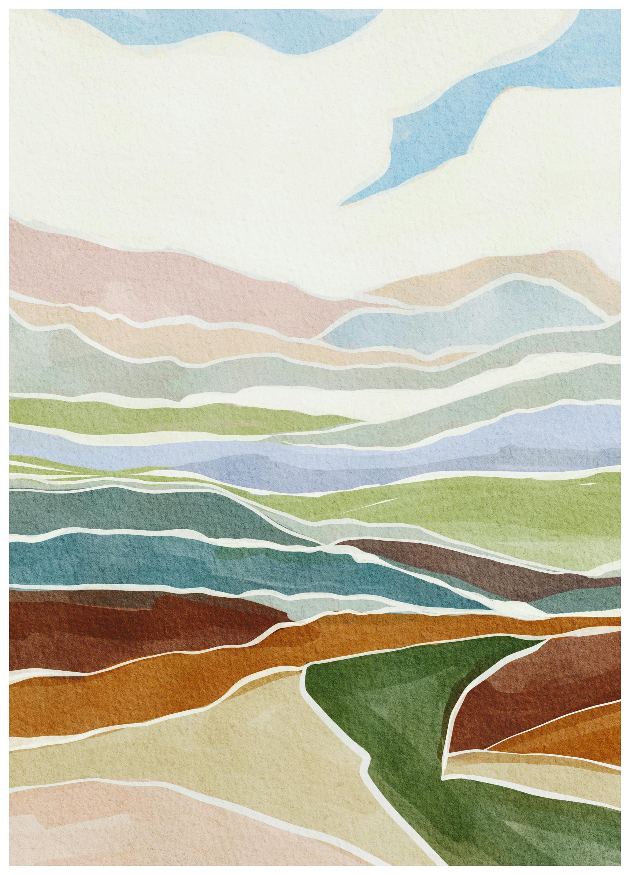 Canvas Prints - Nikita Jariwala - Layered Landscape Hues Poster (70x100 cm) - Poster Store