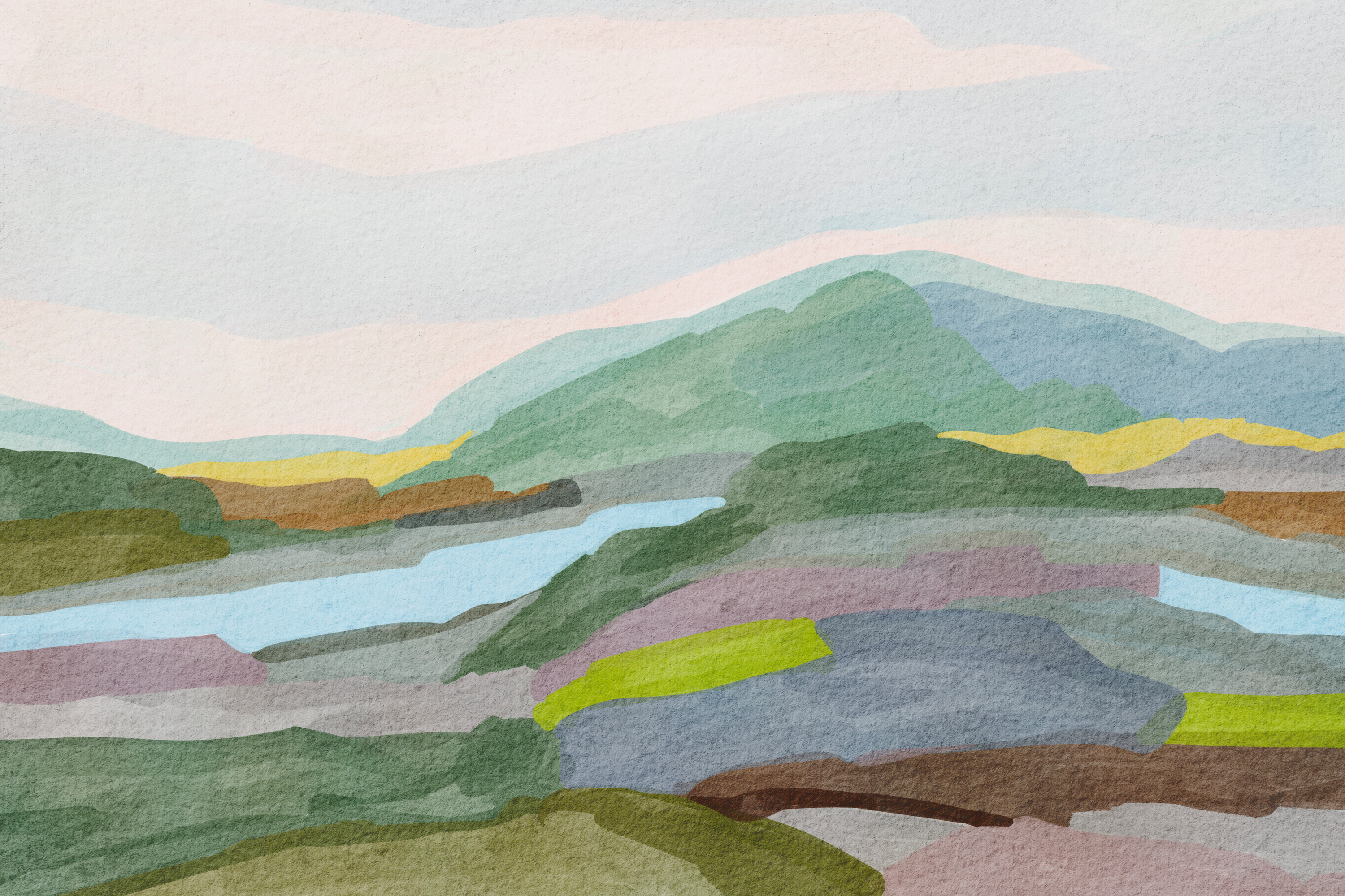 S035 Jytte Mørch ユッテ・モルク Landscape 水彩画 Nikita Jariwala - Muted Mountain Landscape Poster
