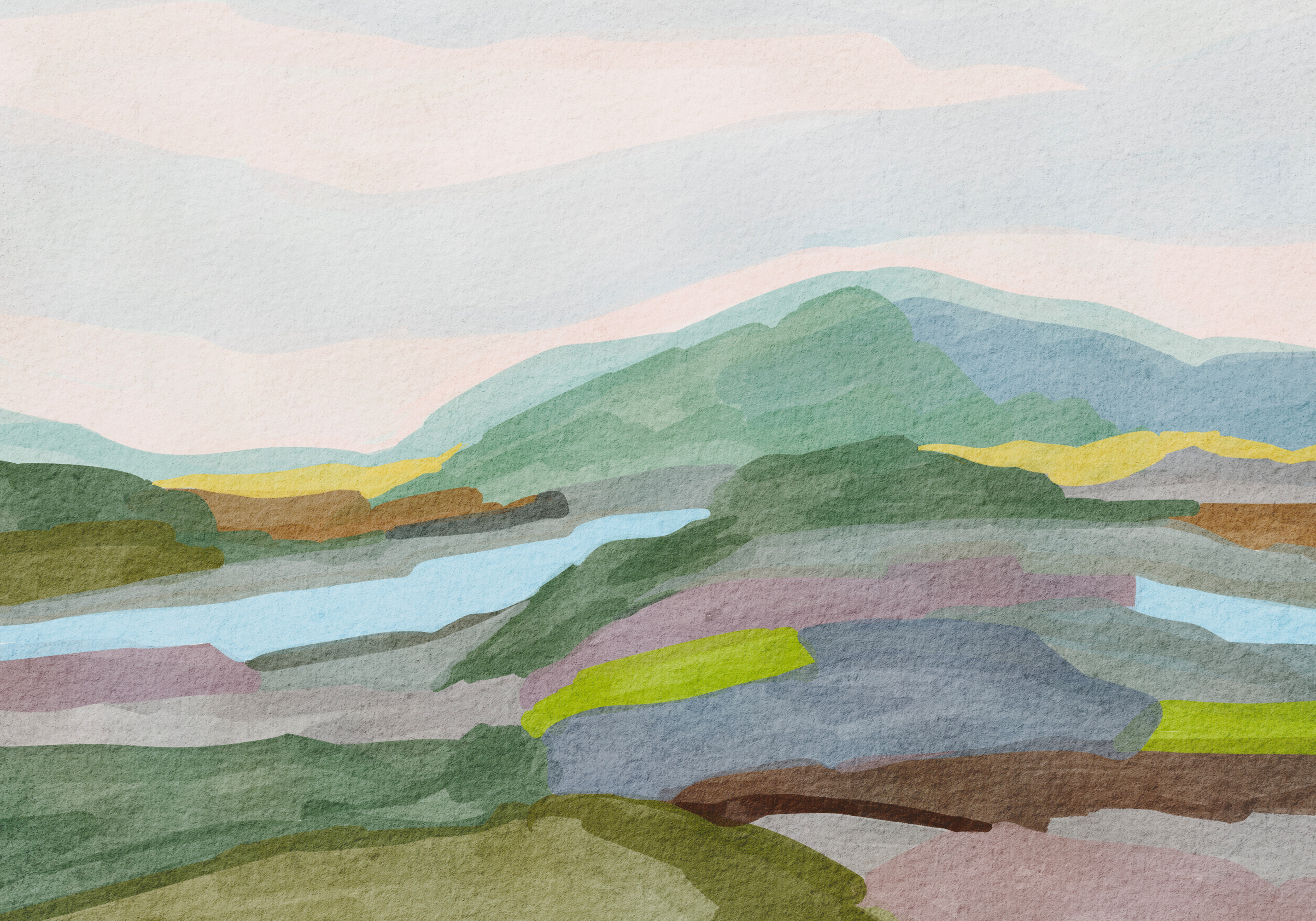 S037 Jytte Mørch ユッテ・モルク Landscape 水彩画 Nikita Jariwala - Muted Mountain Landscape Poster