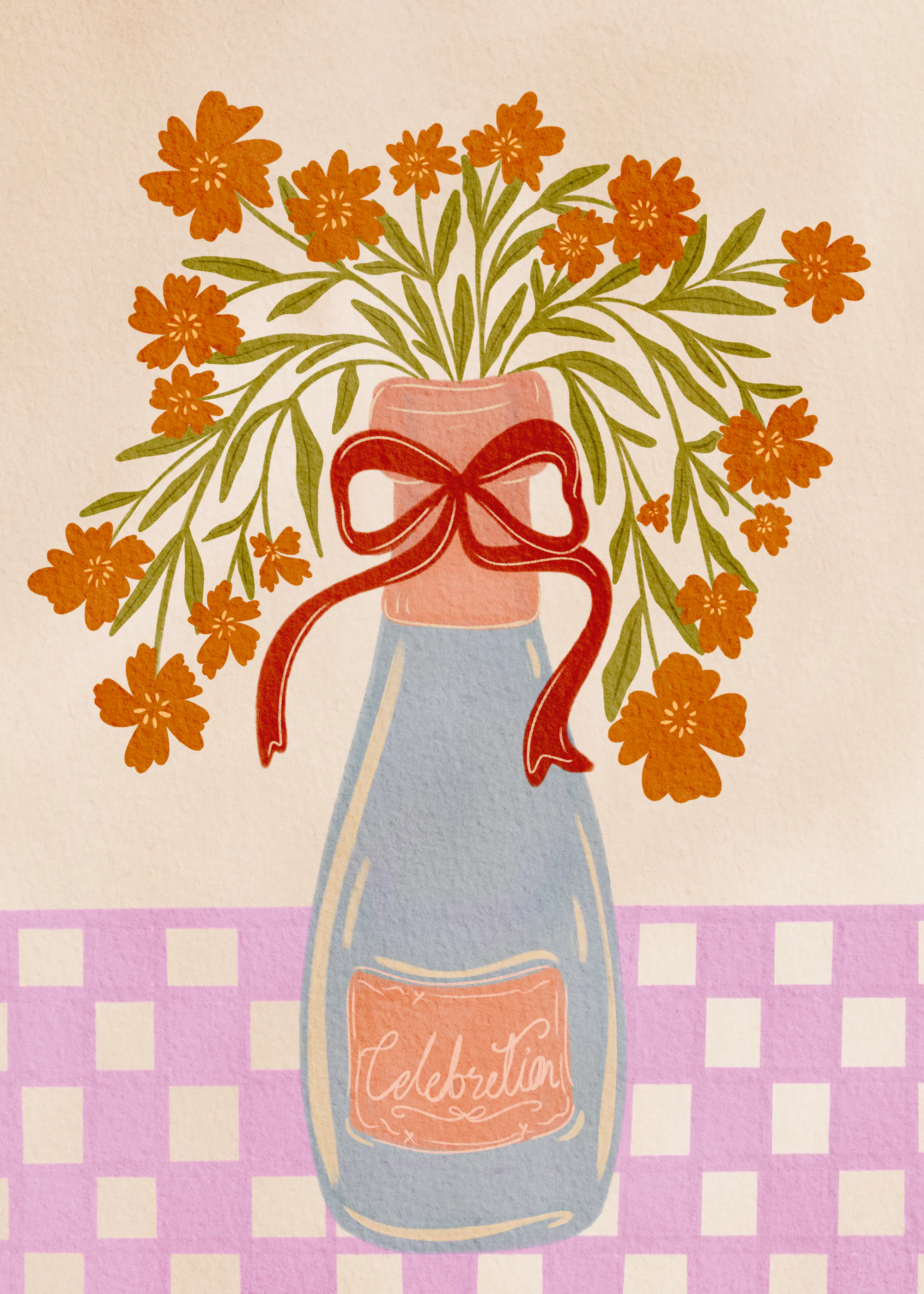 Nikita Jariwala - Botella de Champán Festiva Floral Póster 0